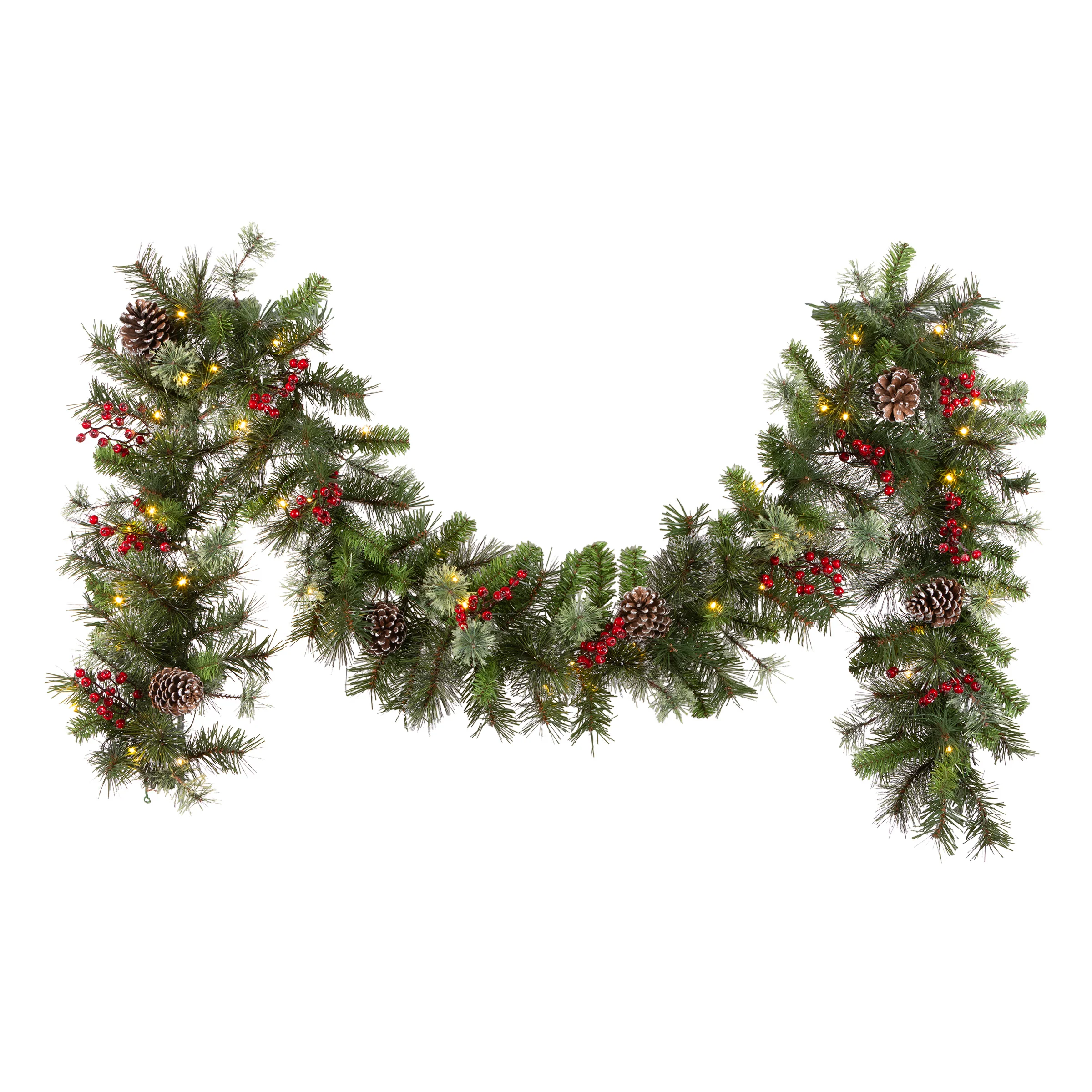 9 ft. Iced Berry Pine Garland with LED Lights - Image 5