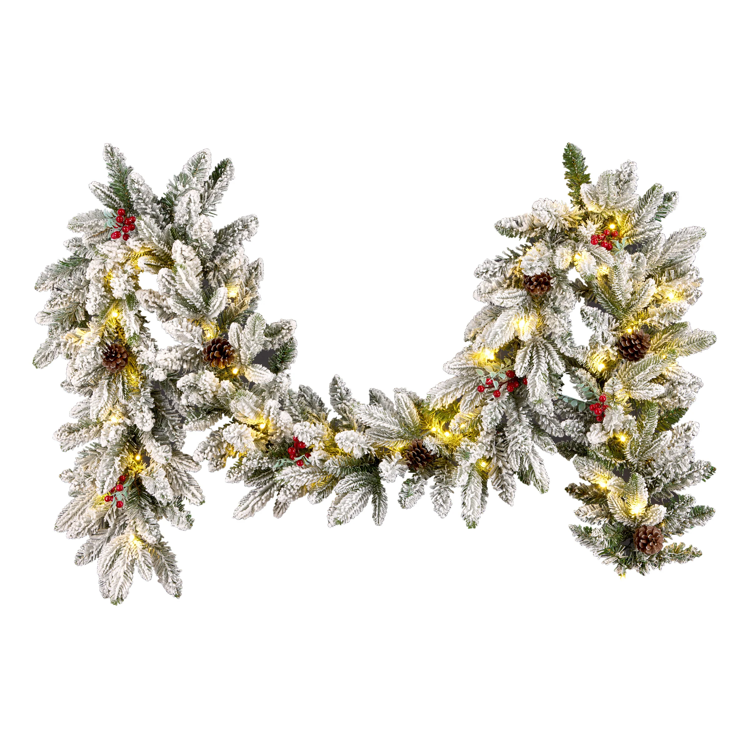 9 ft. Snowberry Pine Garland with LED lights - Image 5