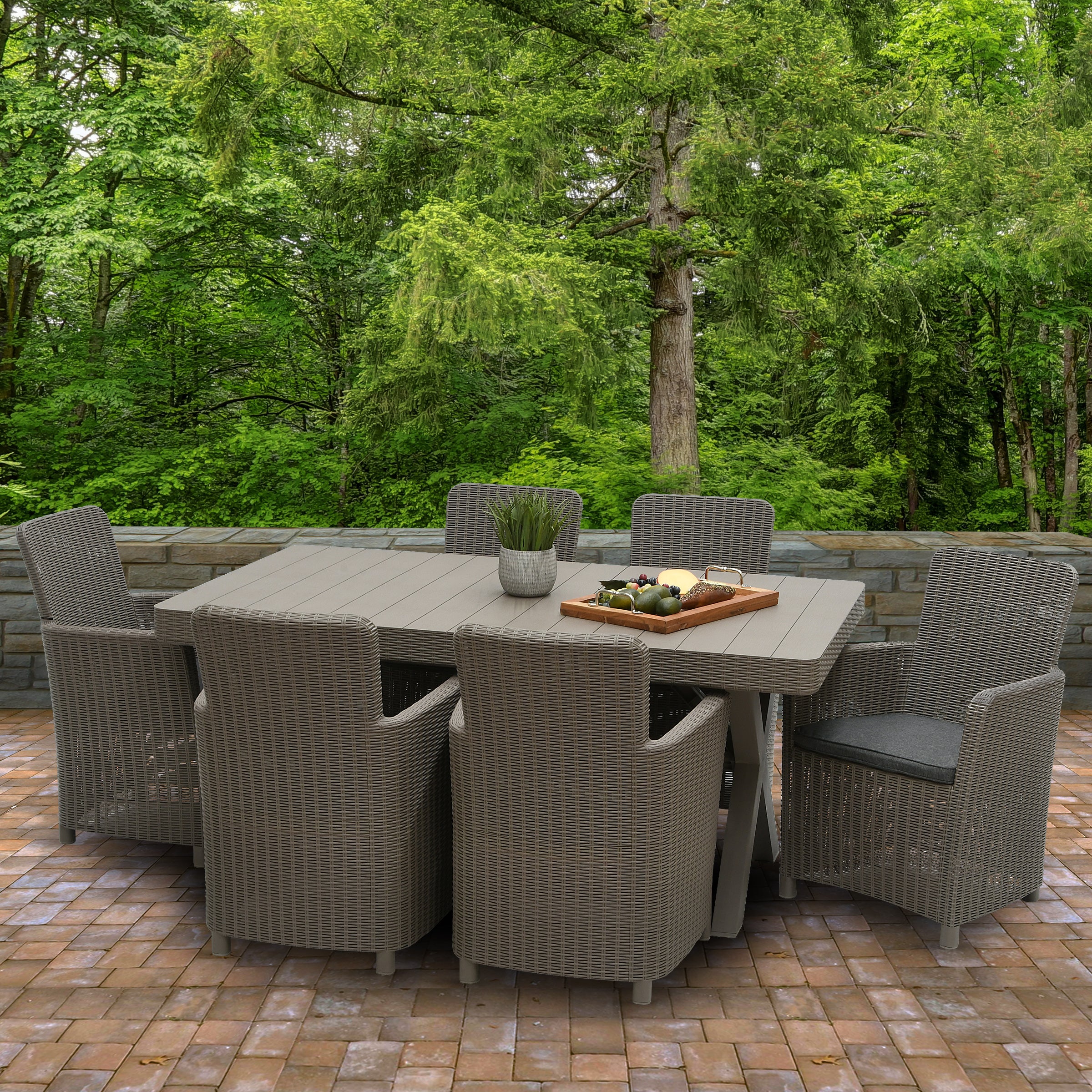 7-Piece Antrim Collection All-Weather Wicker Finish Dining Set - Image 2