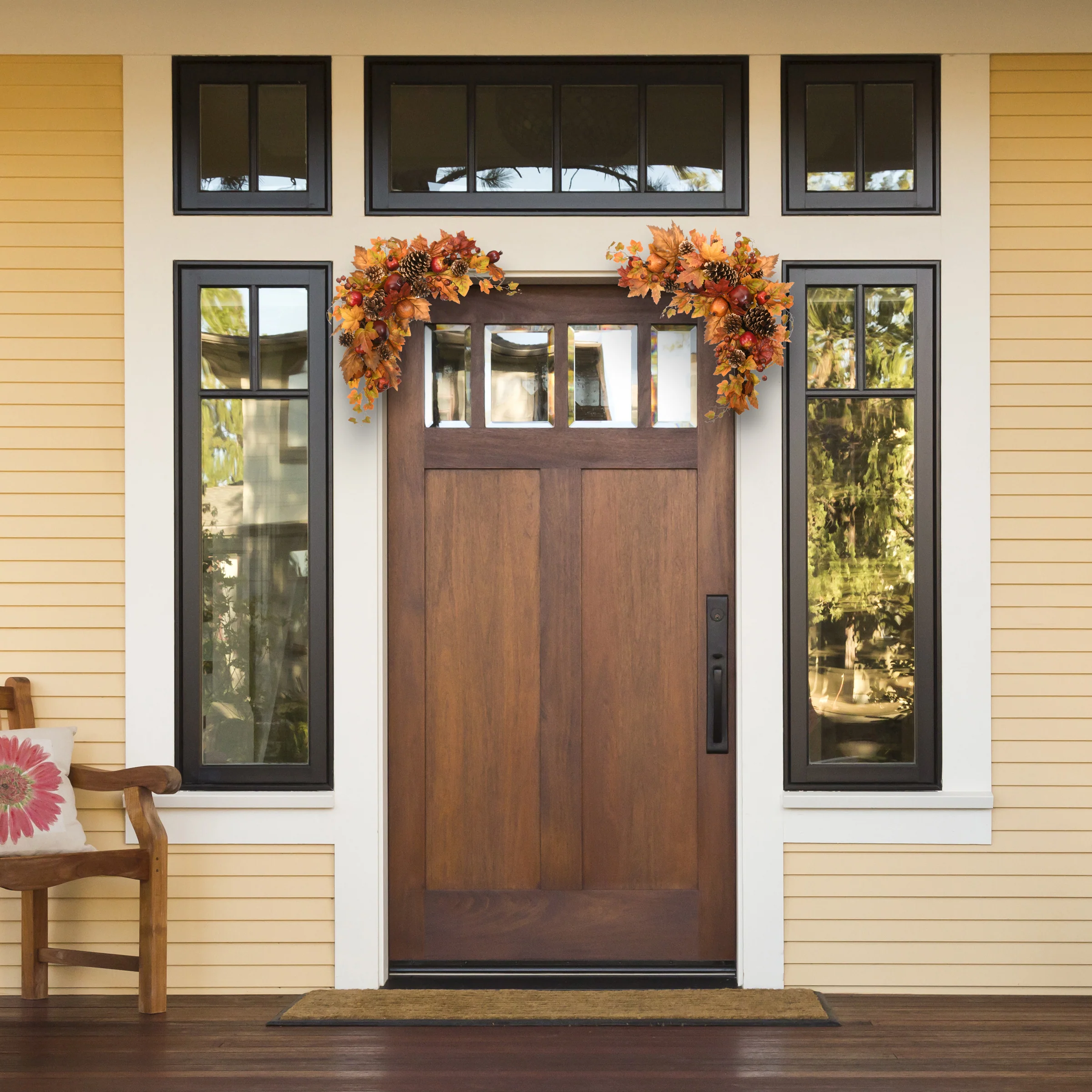 30 in. 2-Piece Fall Door Corners with Maple Leaves, Pine Cones, Pomegranates, Berry Clusters - Image 2