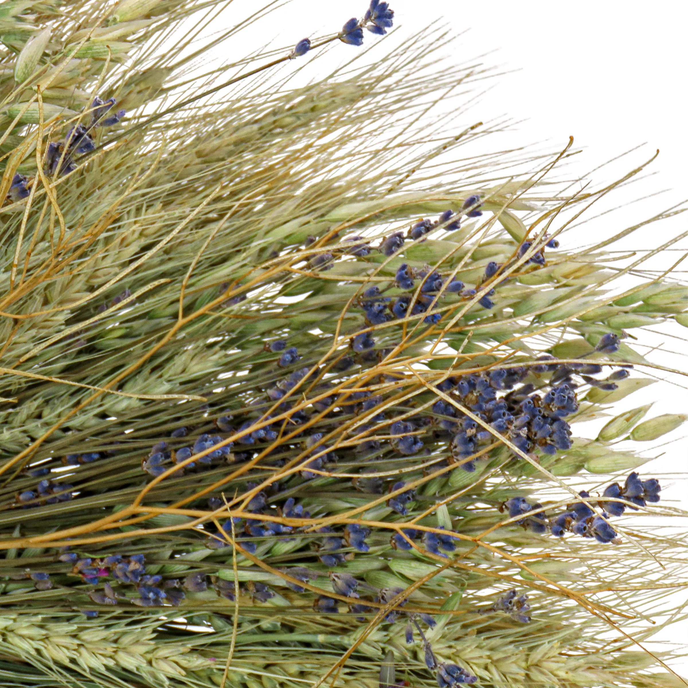 20 in. Spring Wreath with Wheat Stalks, Lavender, and Leafy Greens - Image 3