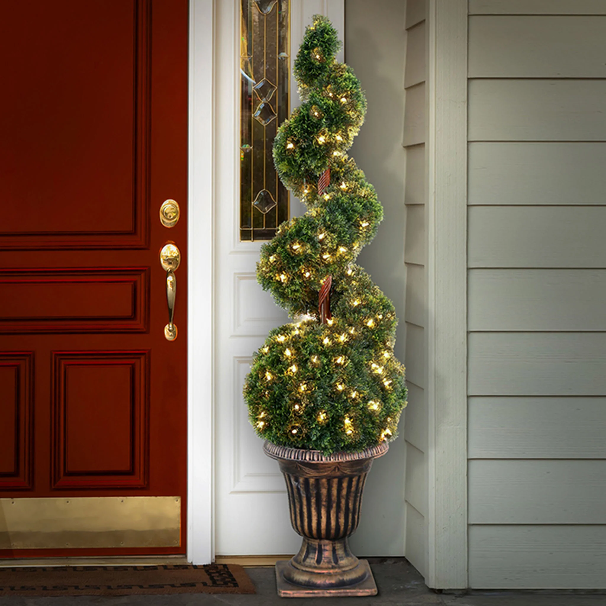Pre-Lit 54" Artificial Cedar Spiral Tree - Image 2