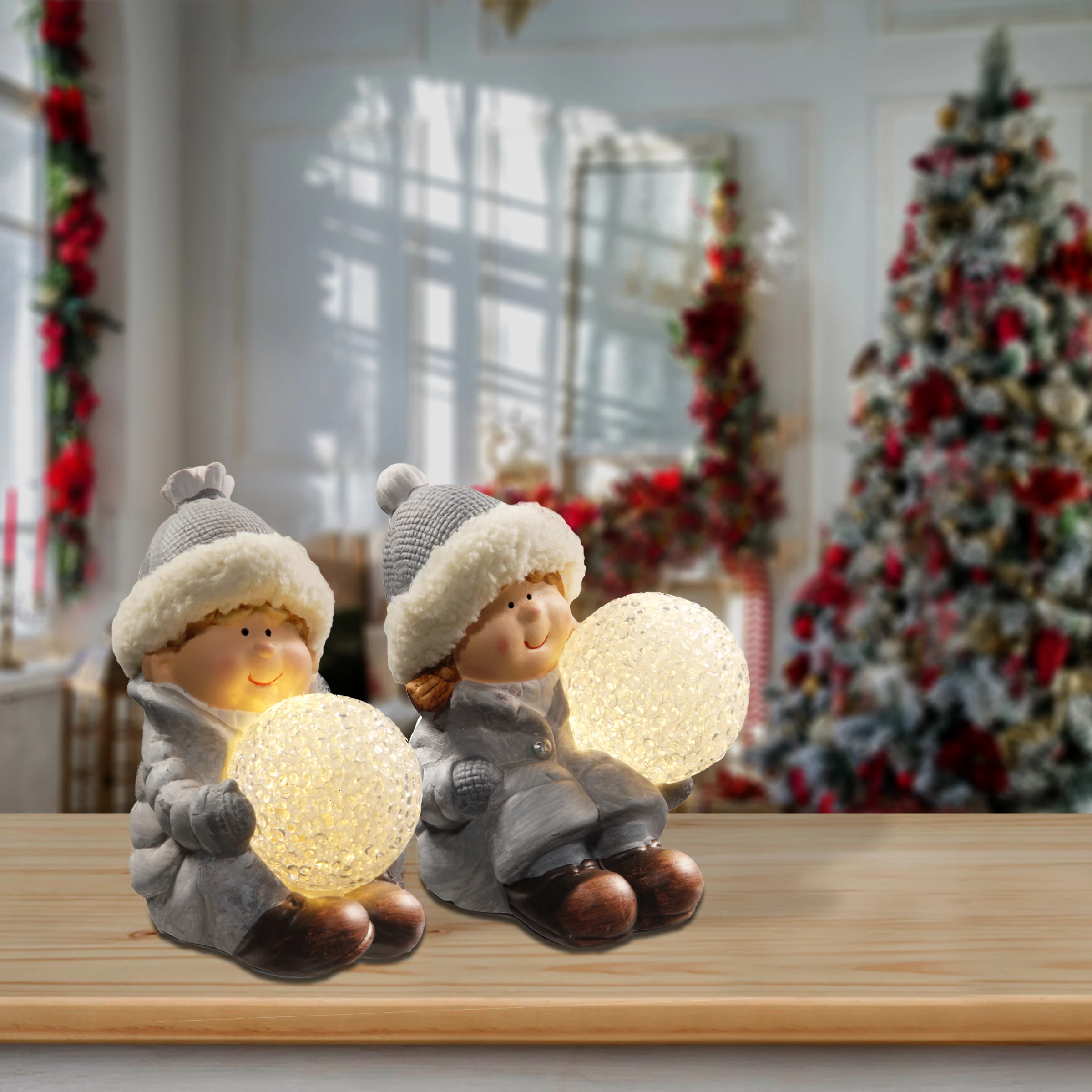 5.5 in. Lighted Boy & Girl Decor Piece - Image 2