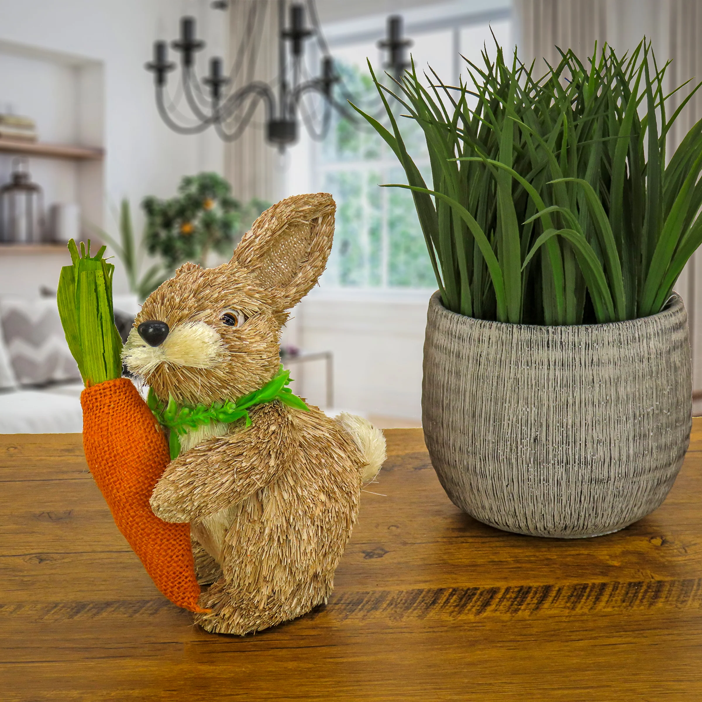 12 in. Cute Easter Bunny Holding Carrot Table Decoration - Image 2
