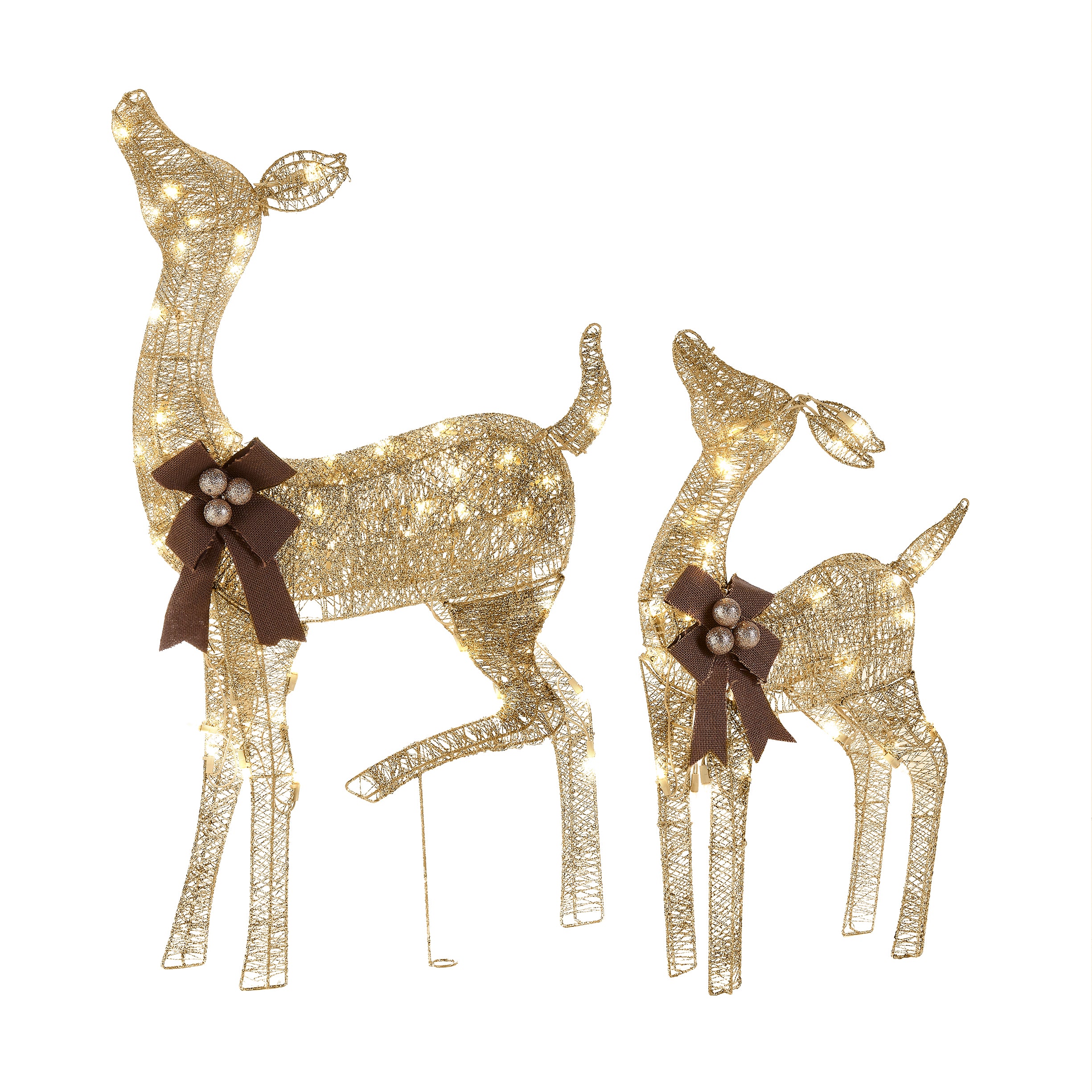 38 in. and 28 in. Pre-Lit Fawn with Doe Decoration, Plug-In - Image 3
