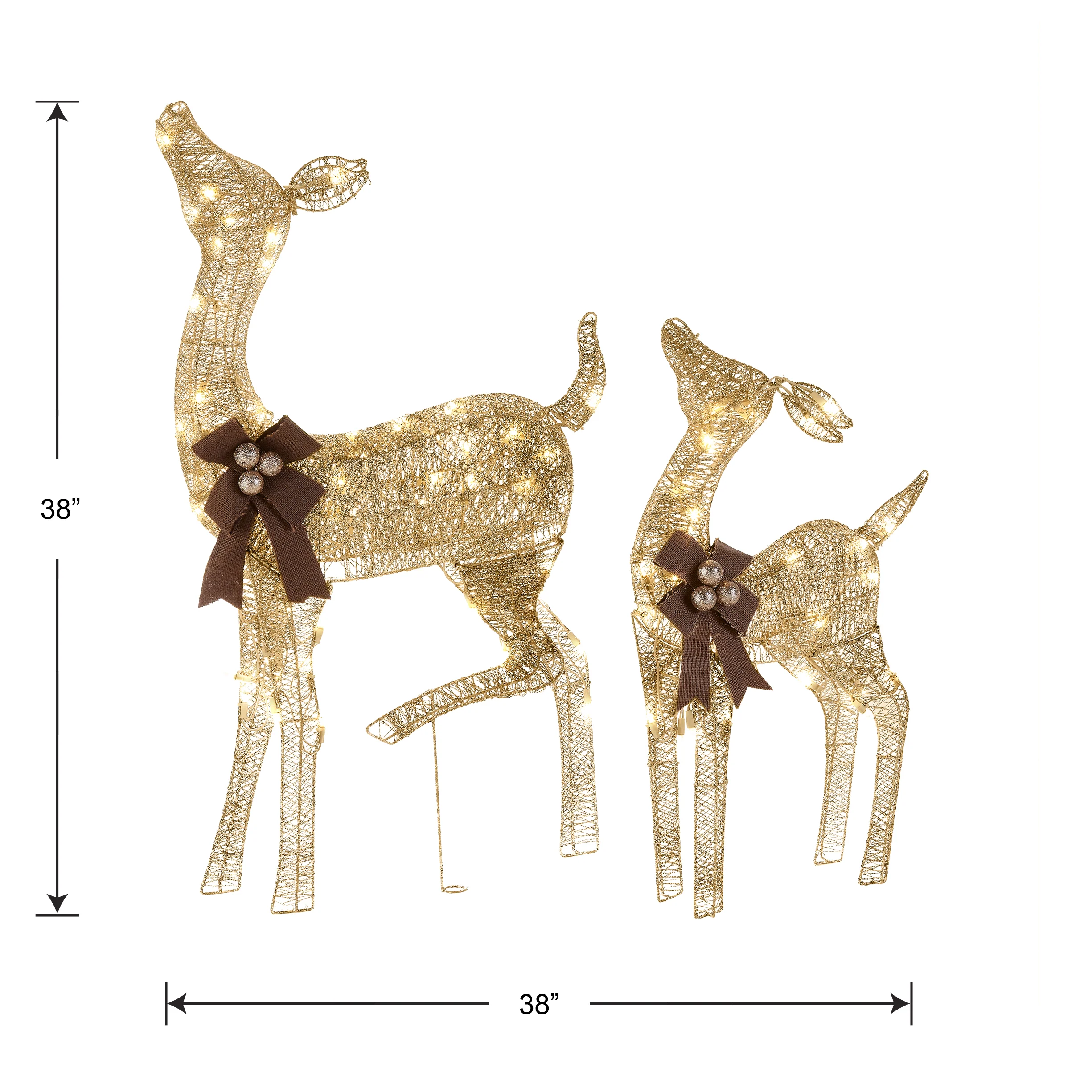 38 in. and 28 in. Pre-Lit Fawn with Doe Decoration, Plug-In - Image 5