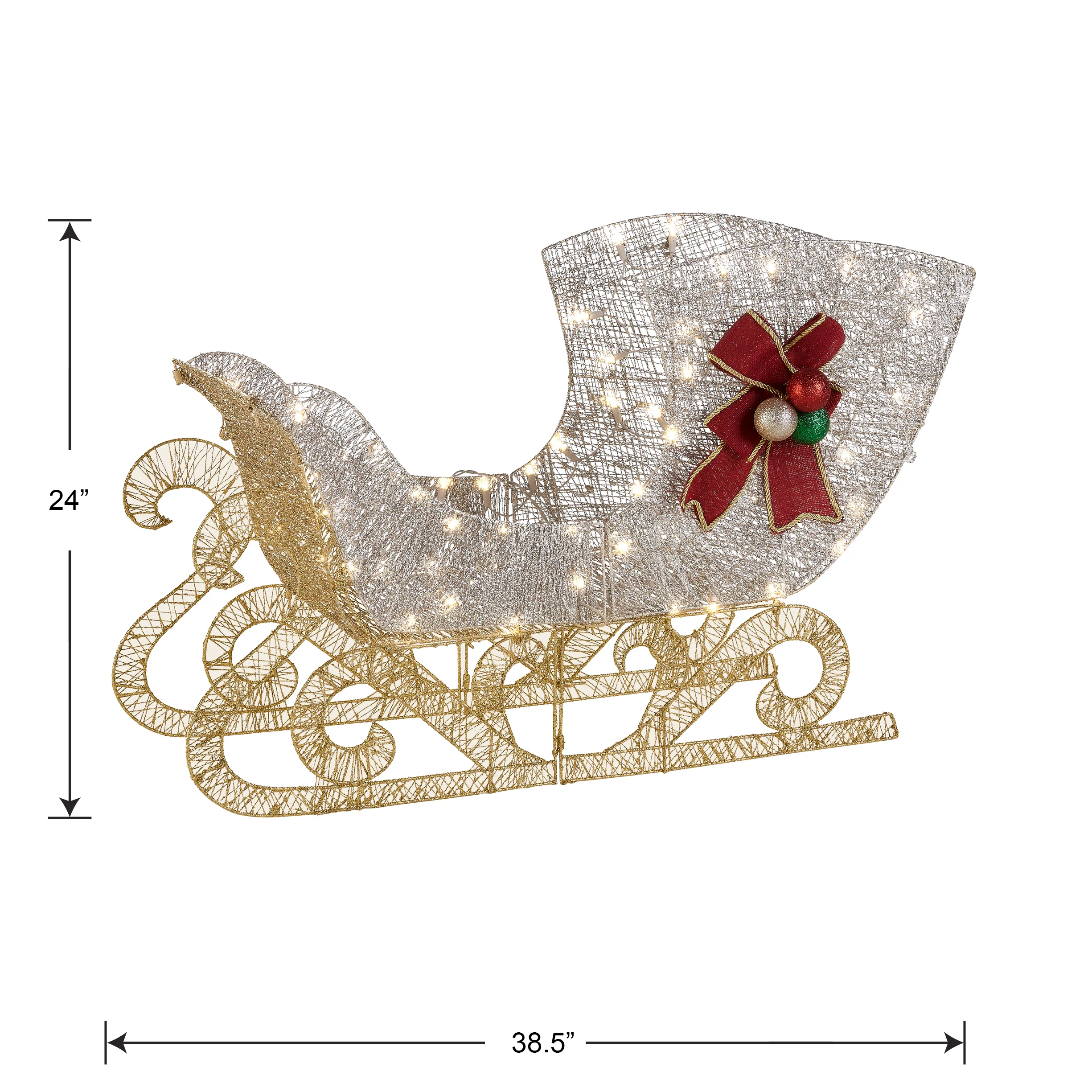 38 in. Santas Sleigh with LED Lights, Plug-In - Image 5