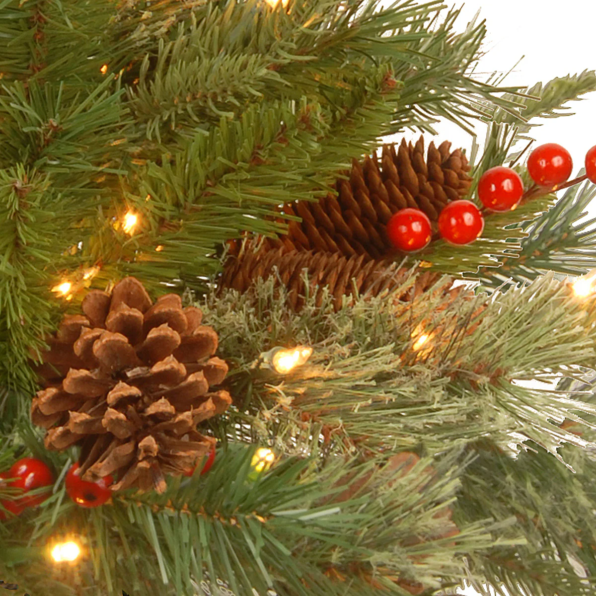 20 in. Pre-Lit Colonial Fir Hanging Basket with LED Lights - Image 3