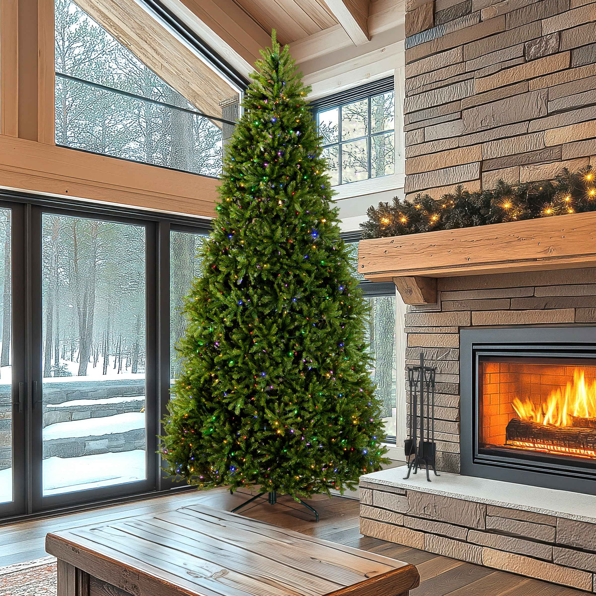 12 ft. Pre-Lit Dunhill Fir Tree with PowerConnect Dual Color LED Lights, Plug-In - Image 2
