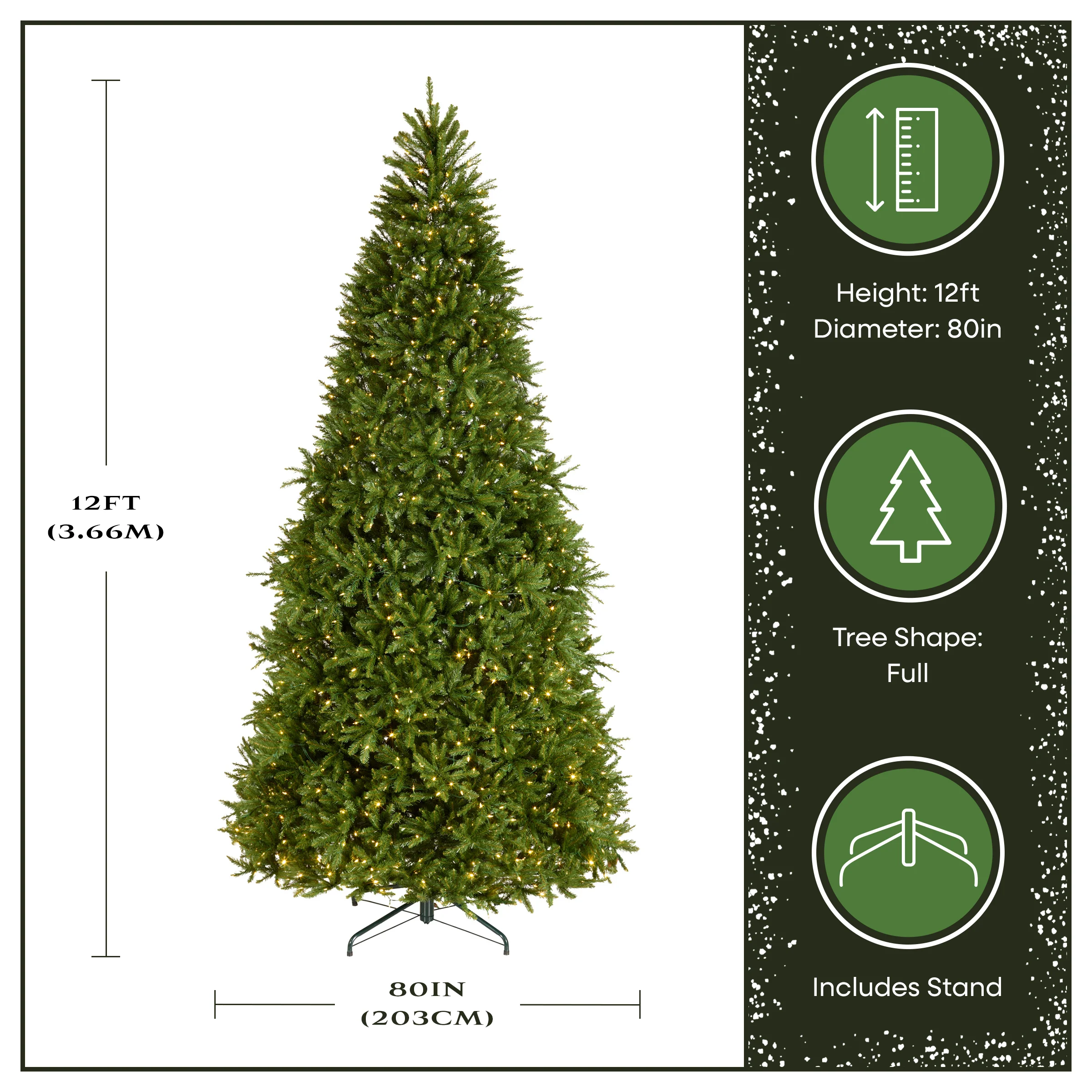 12 ft. Pre-Lit Dunhill Fir Tree with PowerConnect Dual Color LED Lights, Plug-In - Image 3