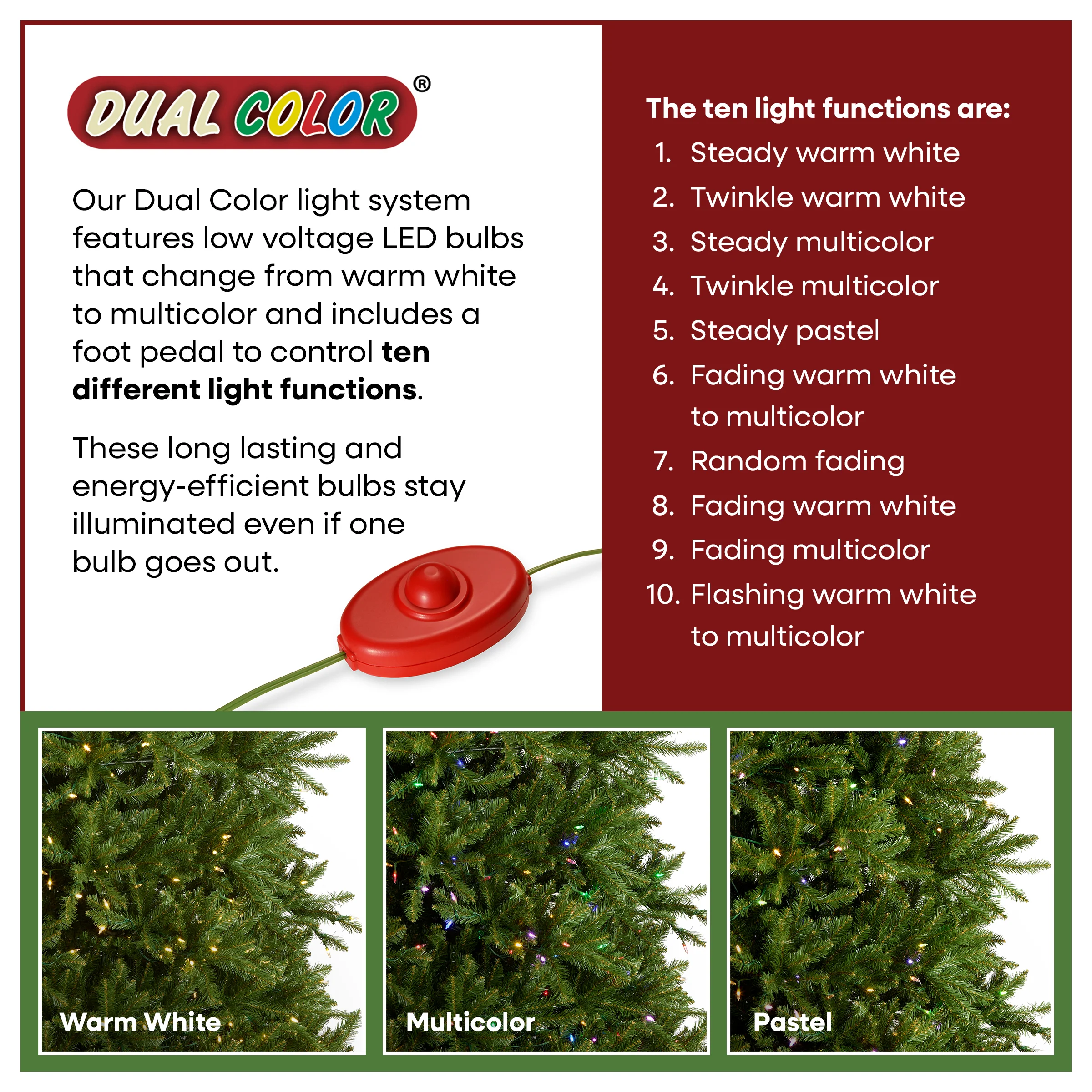 12 ft. Pre-Lit Dunhill Fir Tree with PowerConnect Dual Color LED Lights, Plug-In - Image 6