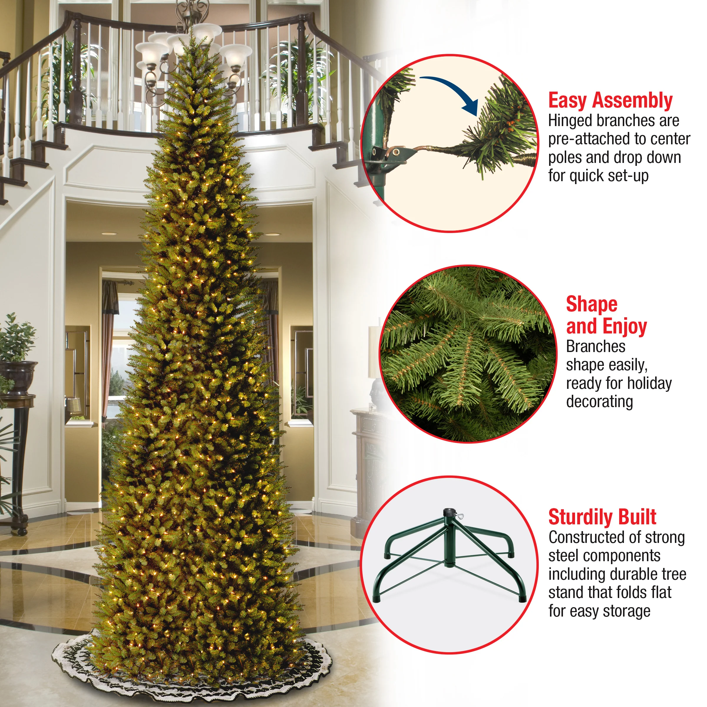 14 ft. Pre-Lit Kingswood Fir Pencil Tree with Clear Lights, Plug-In - Image 14