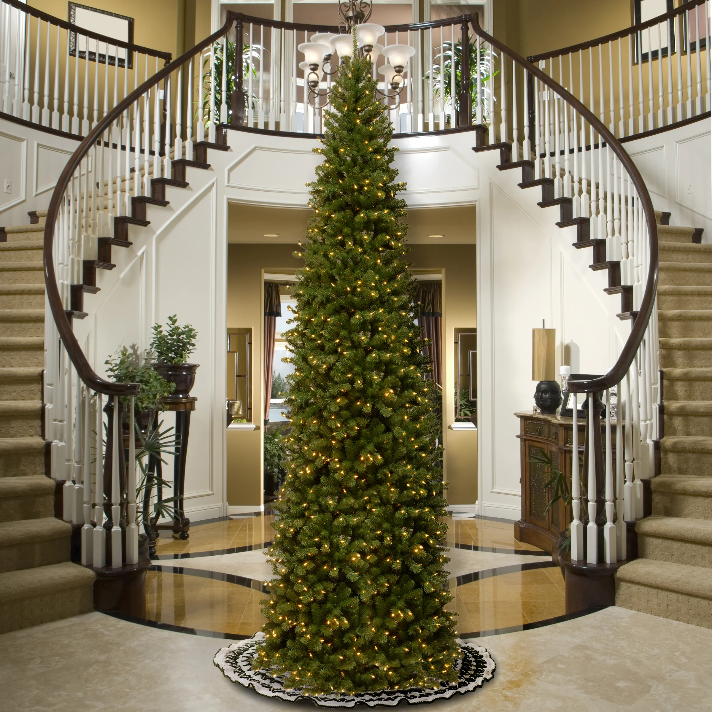12 ft. North Valley Spruce Pencil Slim Tree with Clear Lights - Image 2
