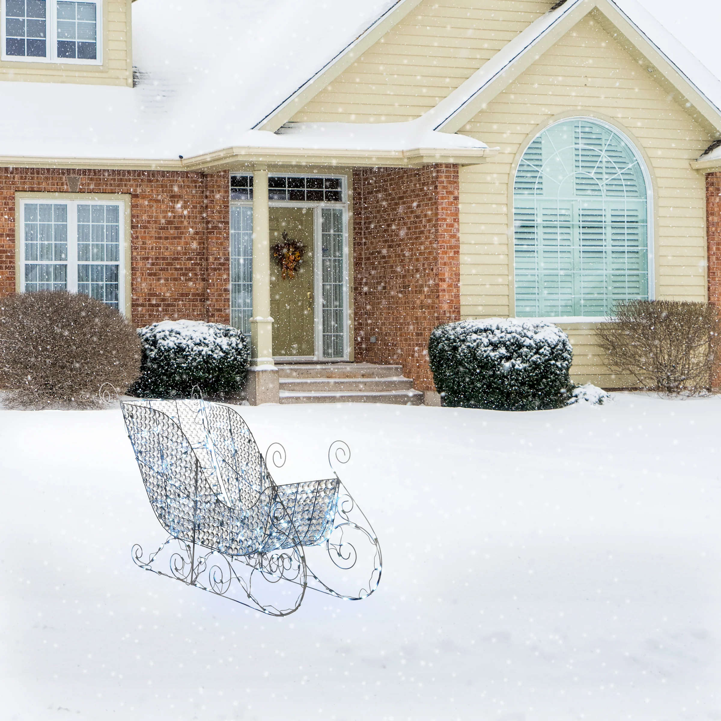 36 in. Ice Crystal Bead Sleigh with LED Lights, Plug-In - Image 2