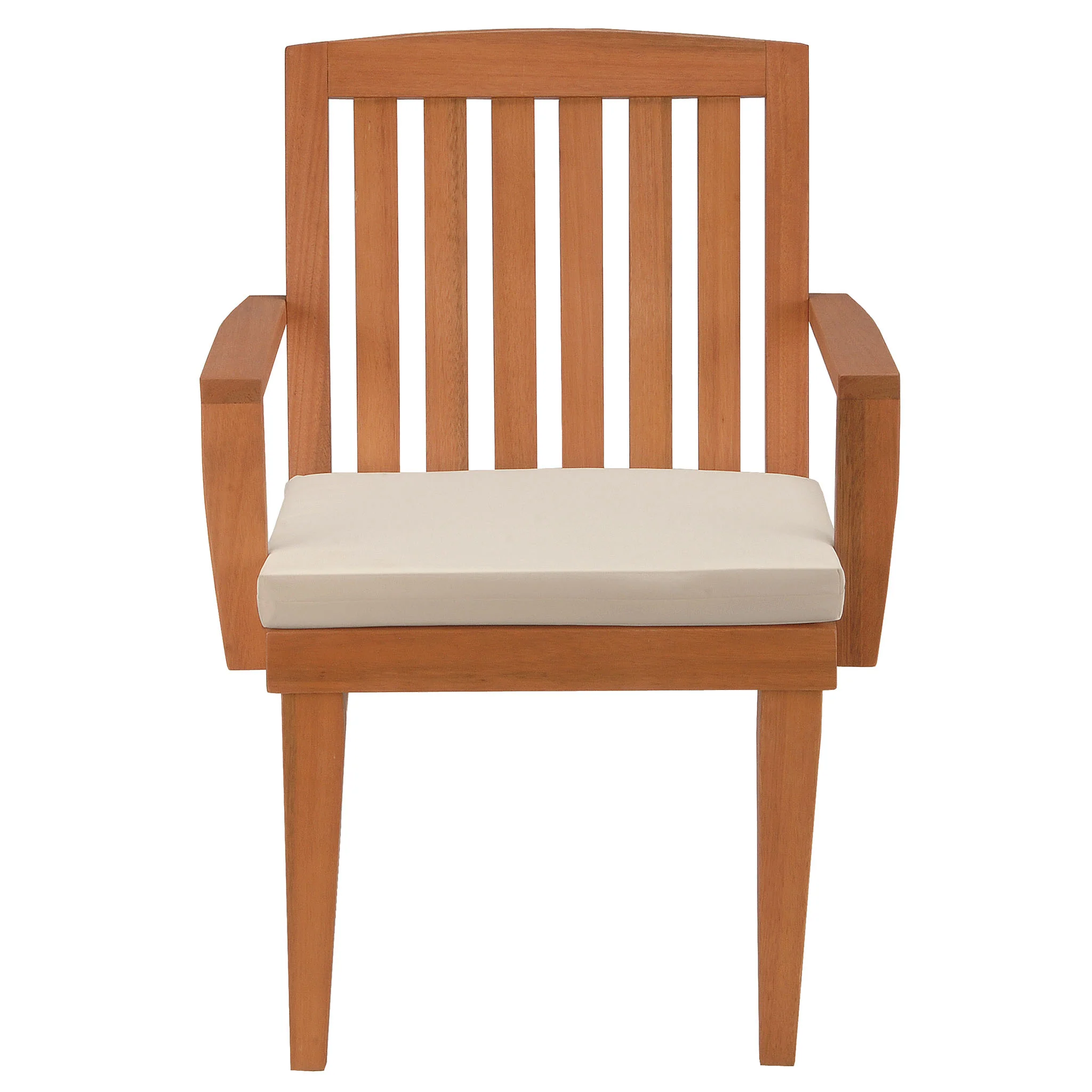 Eucalyptus Grandis Wood Dining Armchair, Natural Color with Beige Cushion - Image 3