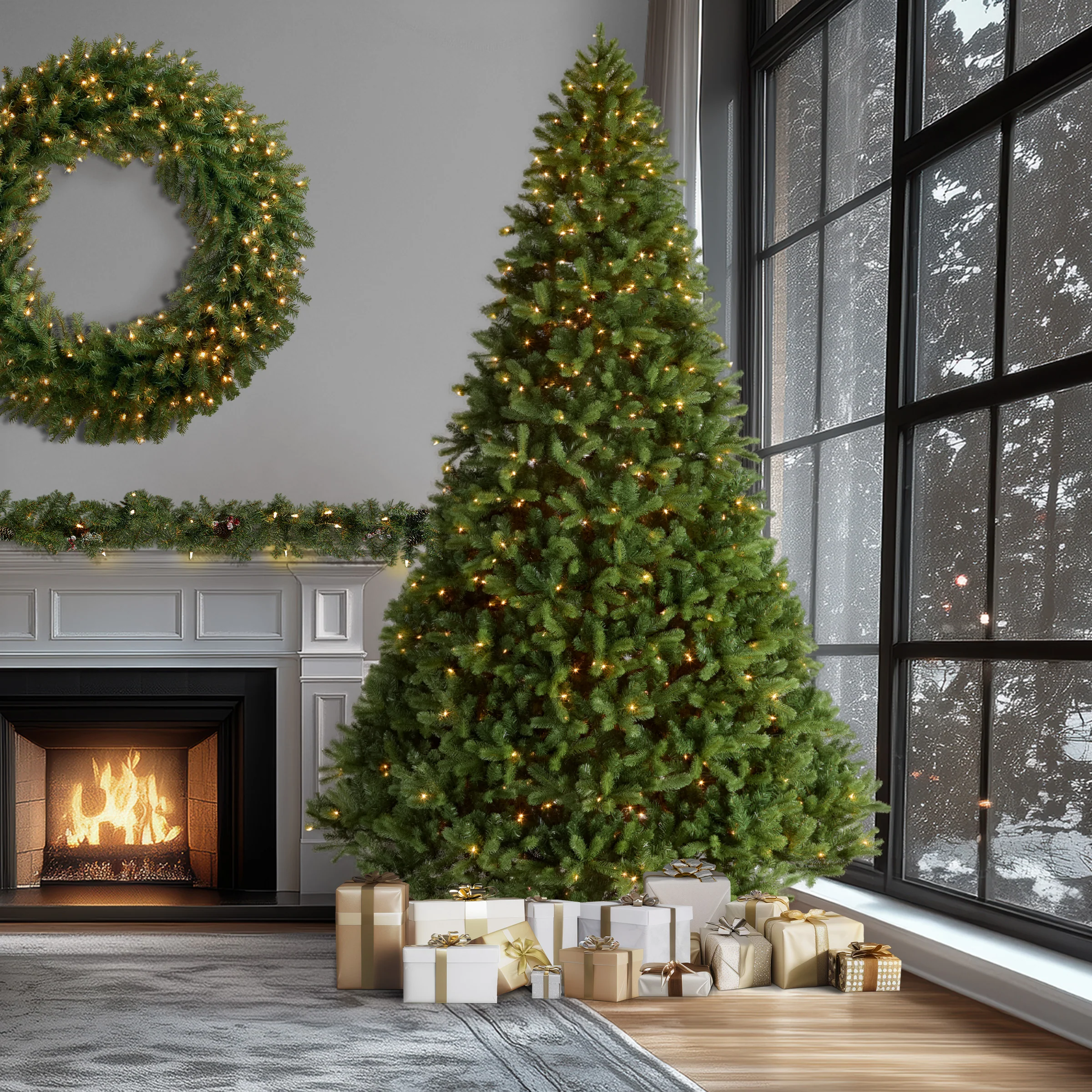 12 ft. Pre-Lit Downswept Douglas Fir Tree with Clear Lights, Plug-In - Image 2