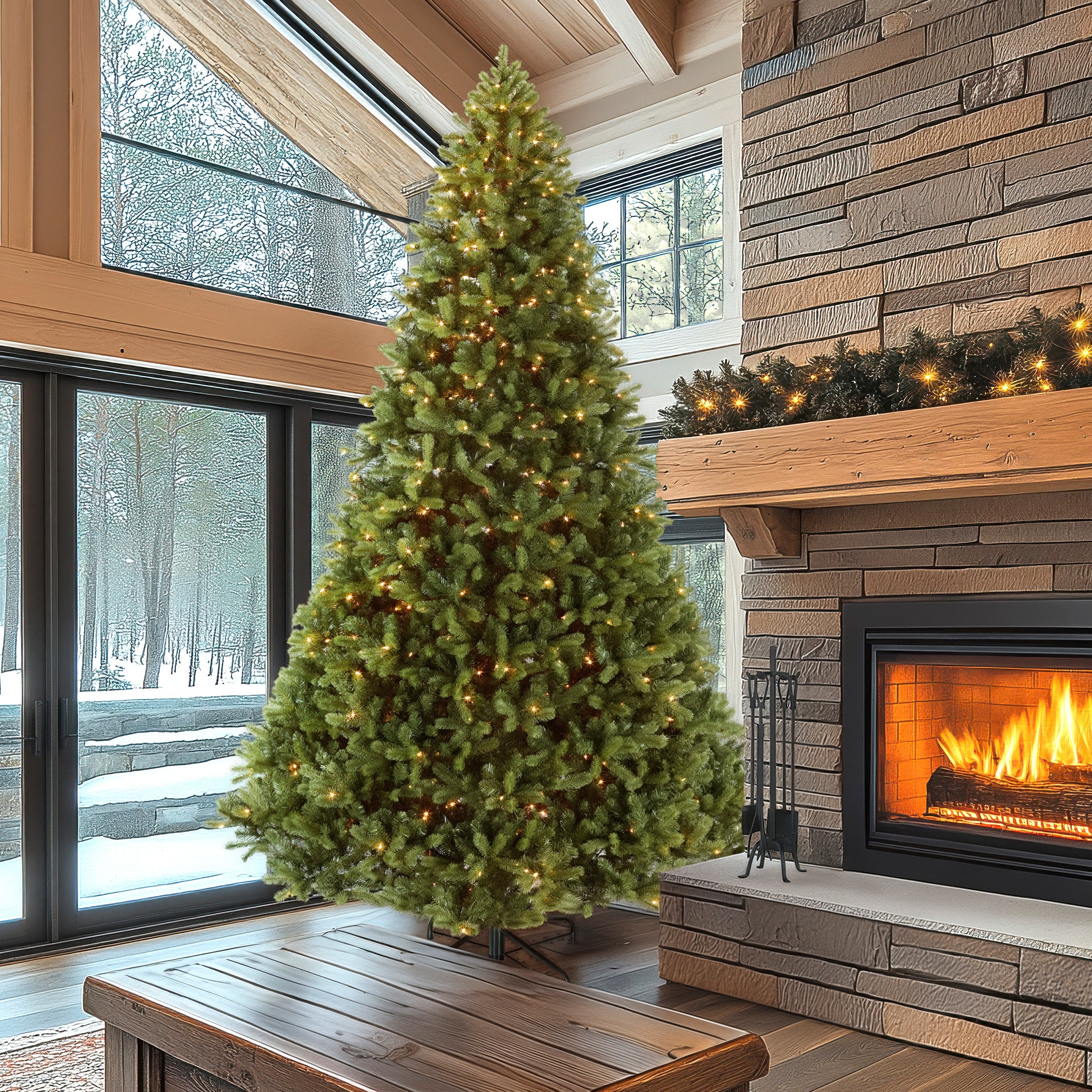 12 ft. Pre-Lit Downswept Douglas Fir Tree with Clear Lights, Plug-In - Image 3