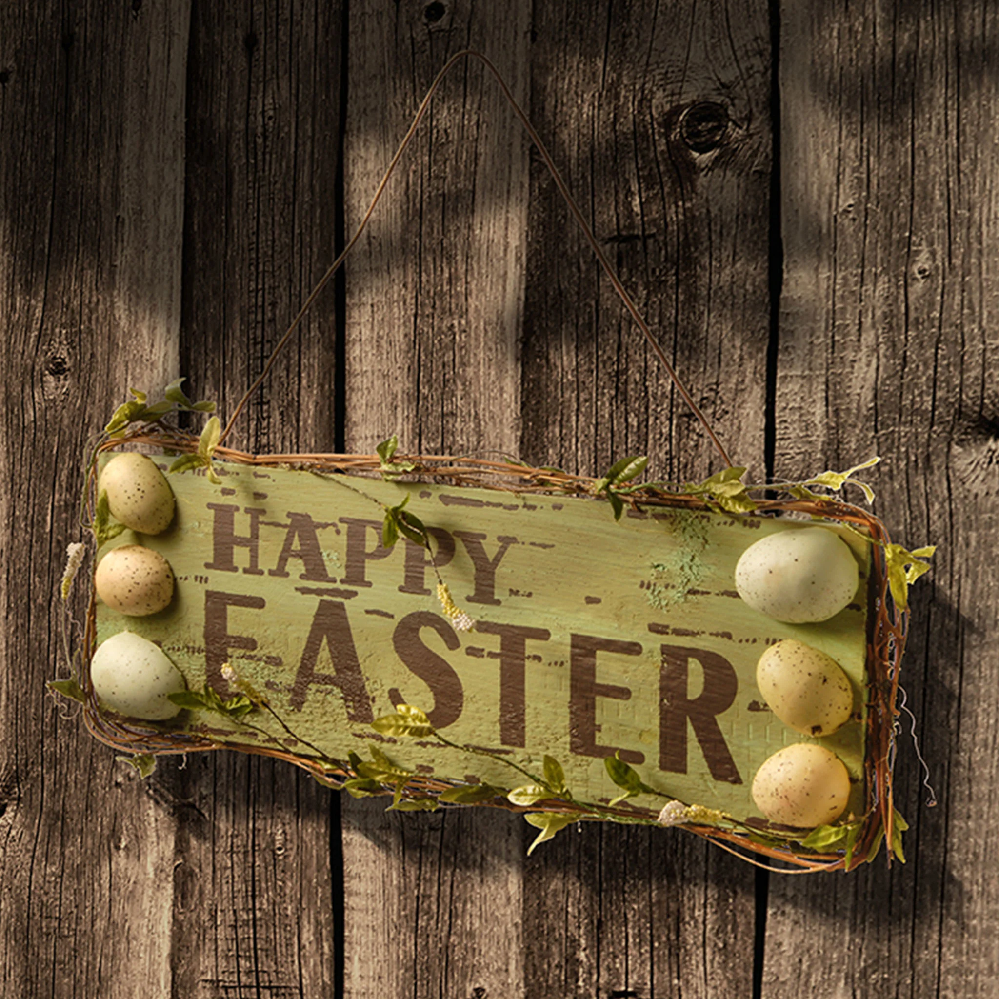 21 in. 'HAPPY EASTER' Hanging Wall Sign Decorated with Pastel Eggs - Image 2