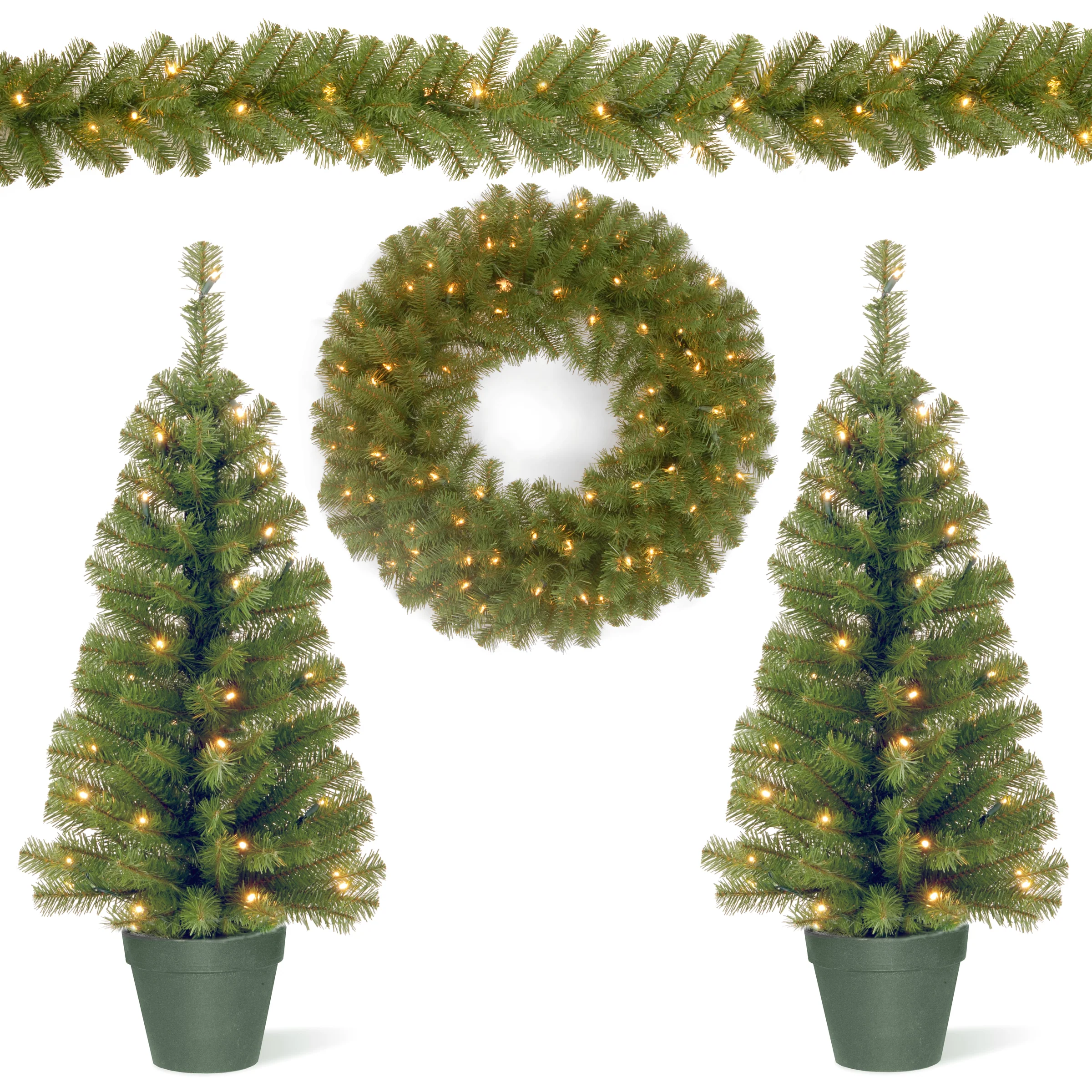 Evergreen Assortment with 2 Entrance Trees, 1 Wreath, 1 Garland - Image 5