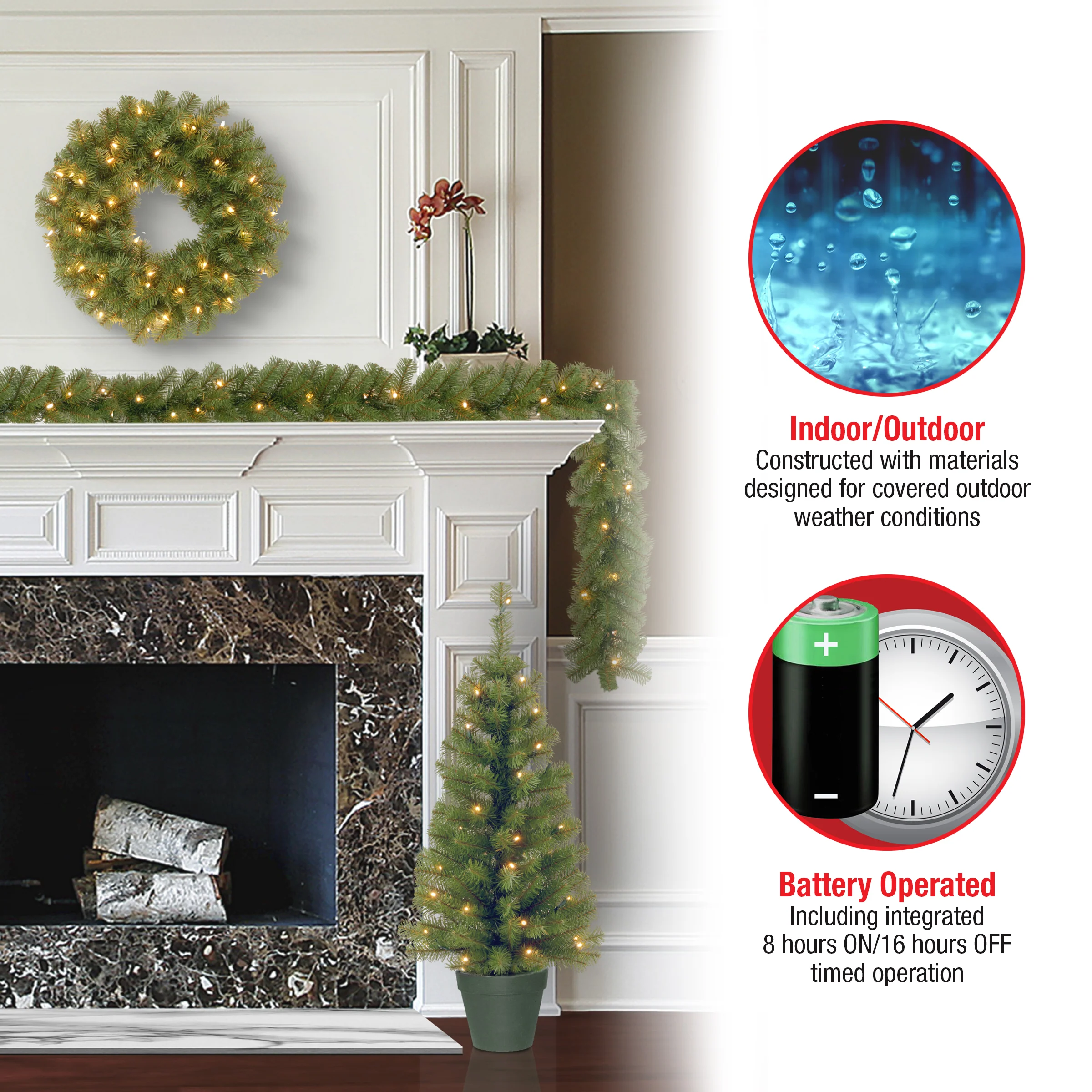 Evergreen Assortment with Battery Operated LED Lights - Image 5