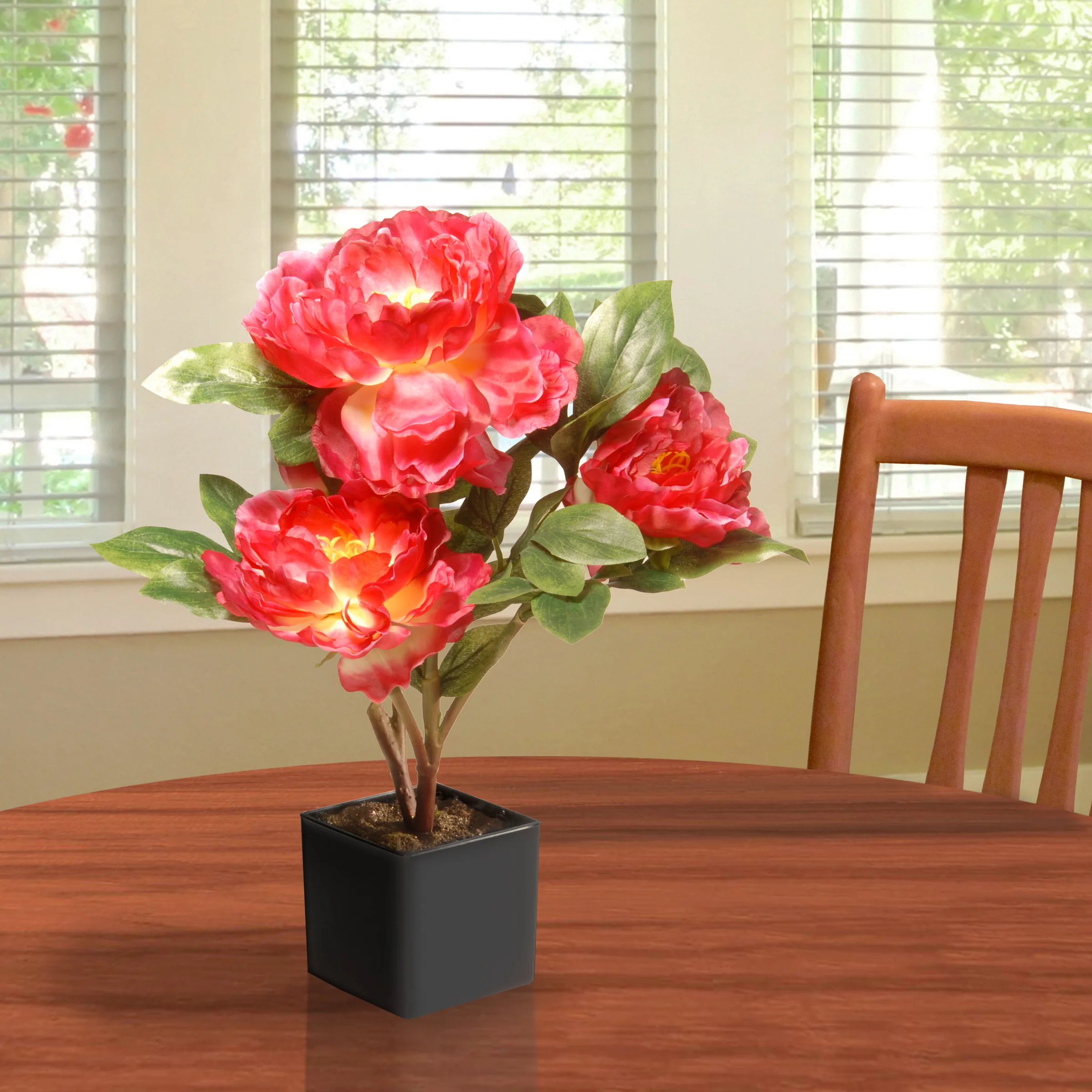 15 in. Spring Red Peony Flower Pot - Image 2