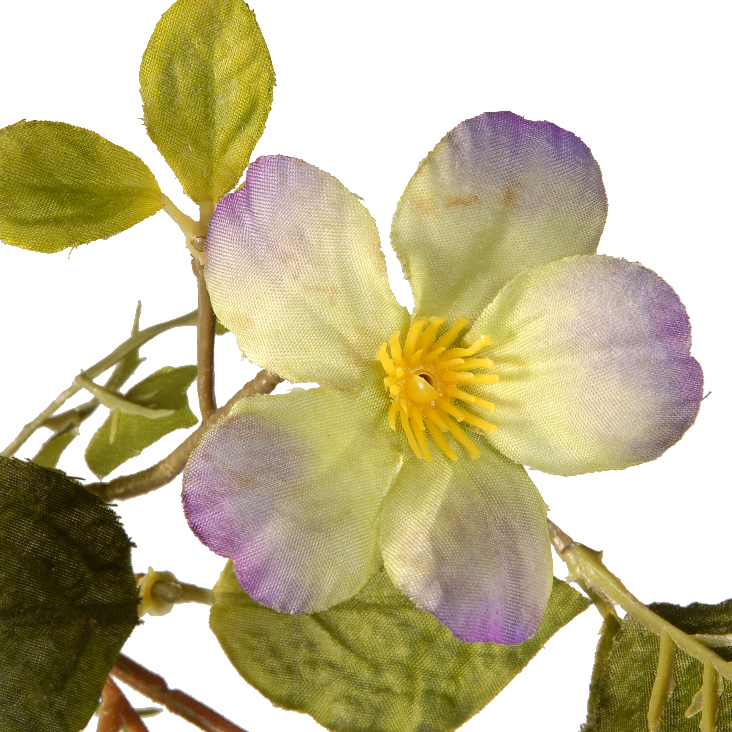 6 ft. Spring Garland with Purple and White Flowers, Green Leaves, Yellow Grass - Image 2