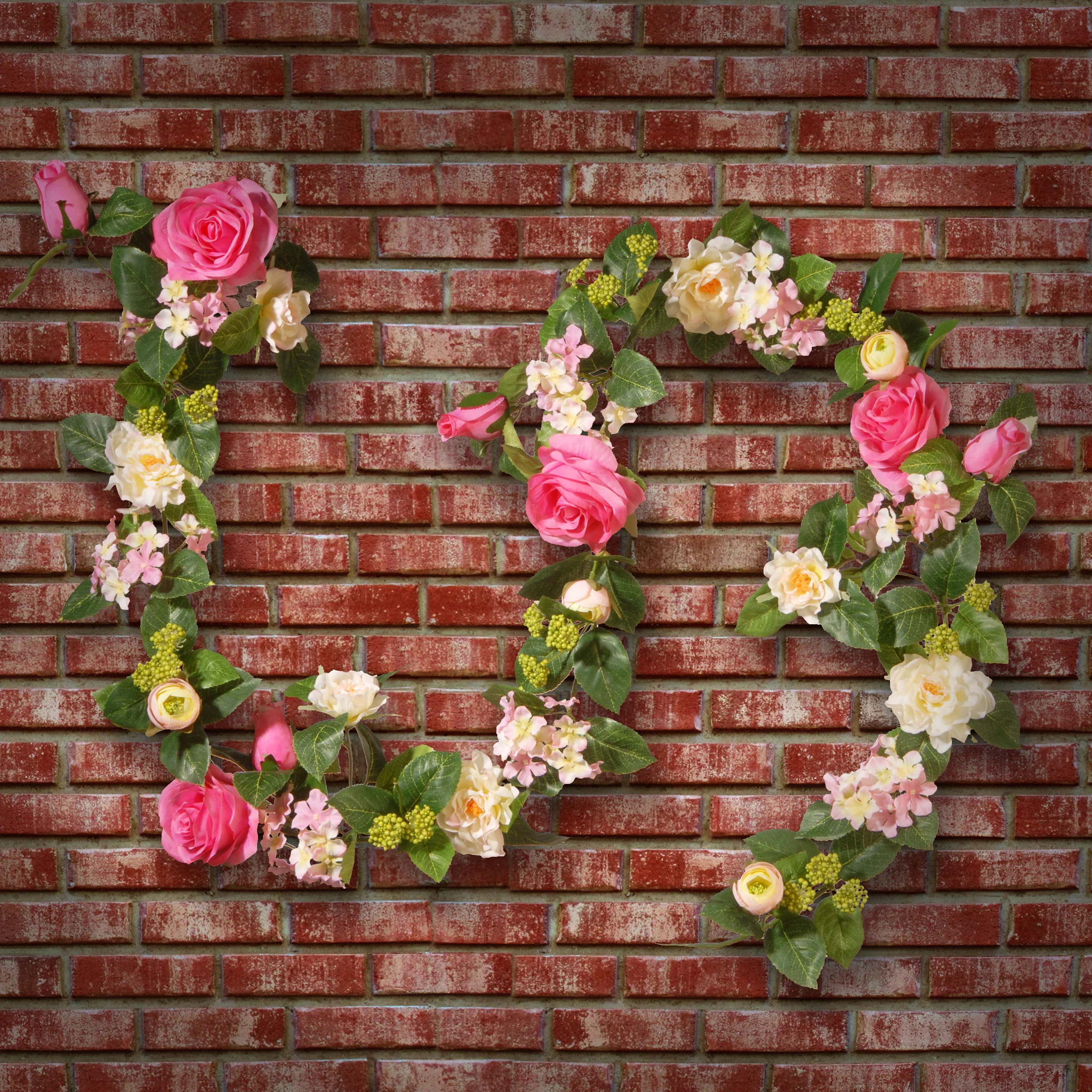 6 ft. Spring Garland with Roses, Hydrangeas, Berry Clusters, Leafy Greens - Image 2