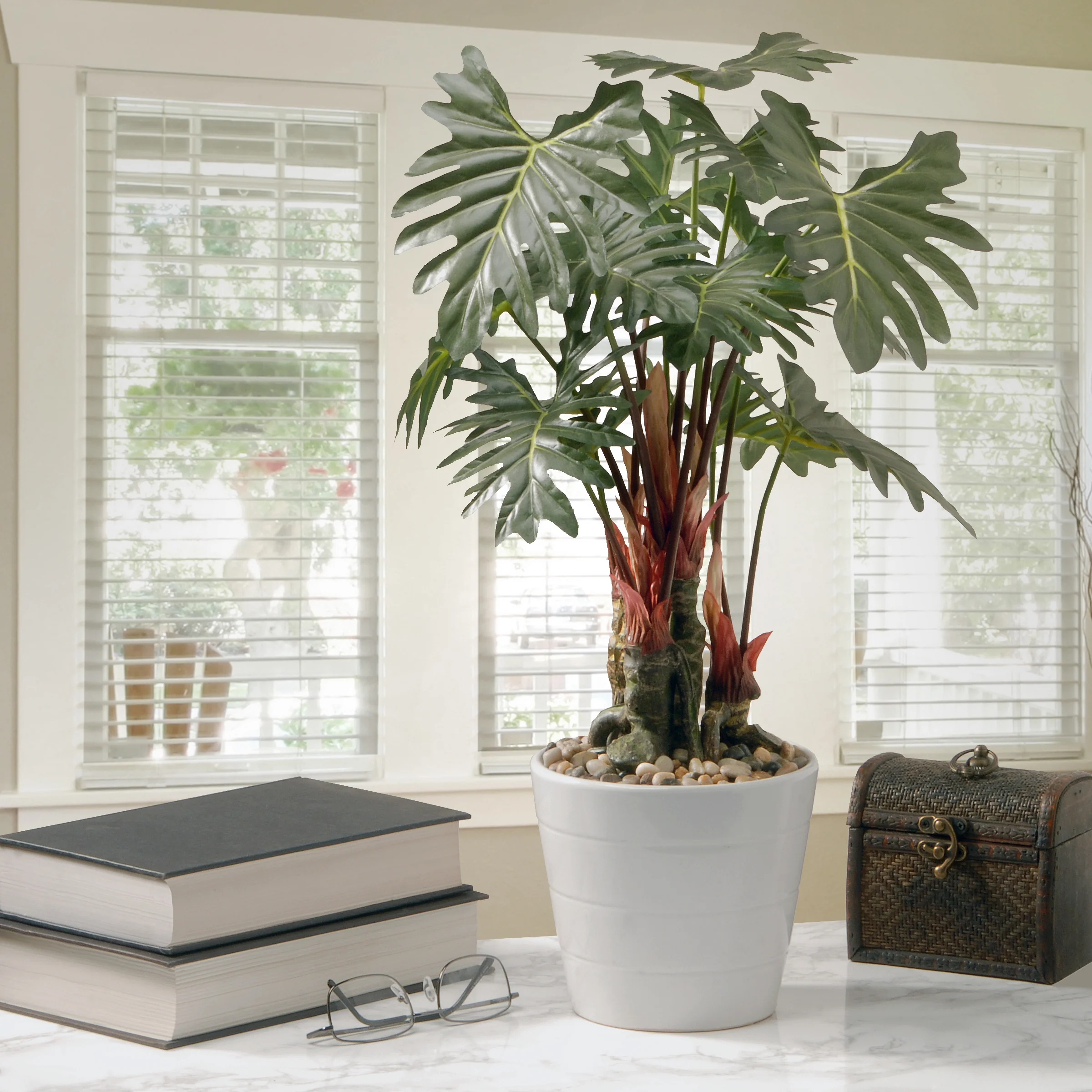 21 in.   Spring Potted Philodendron Plant Decoration Garden Accents in Ceramic Pot - Image 2