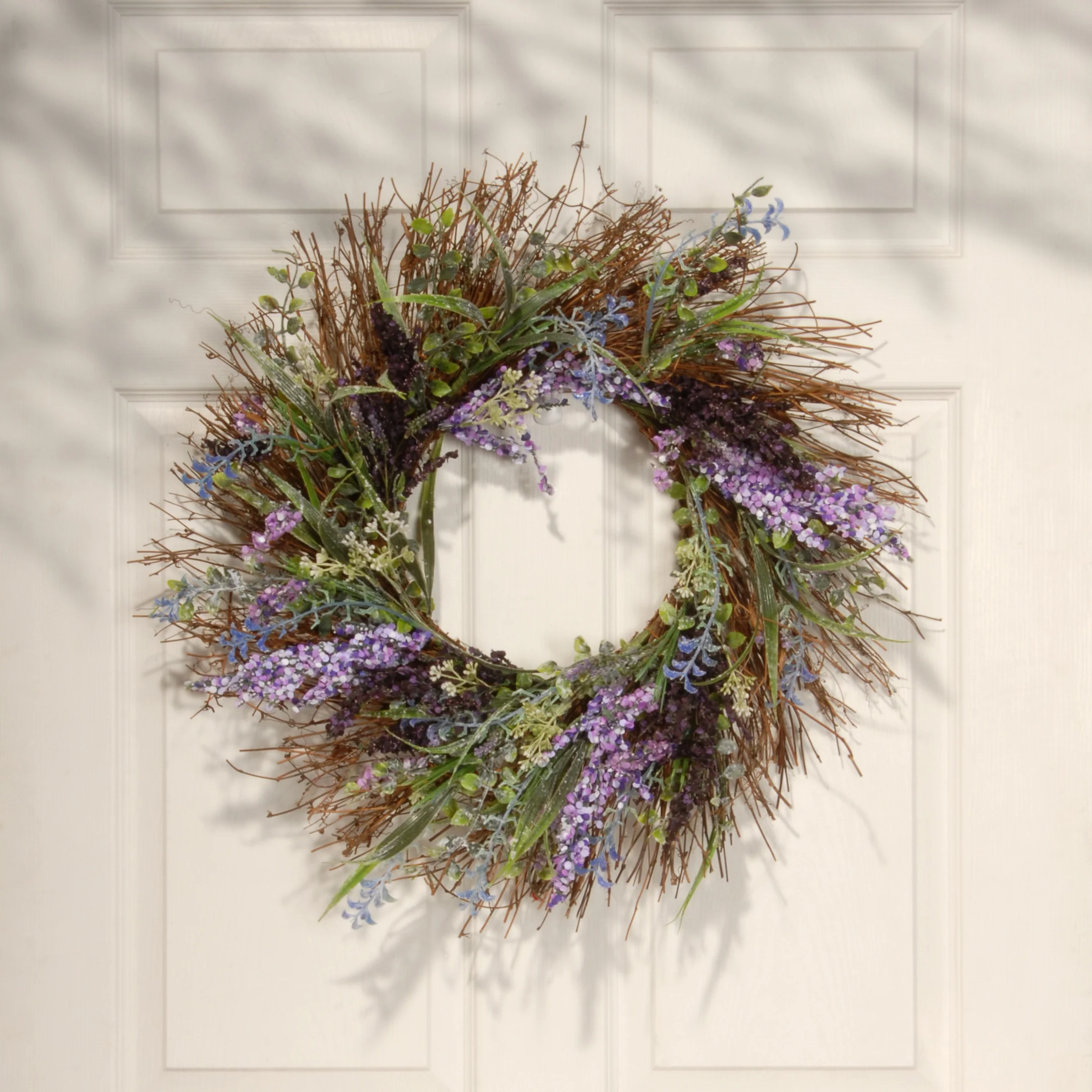 22 in. Spring Wreath with Mixed Leaves, Seed Pods - Image 2