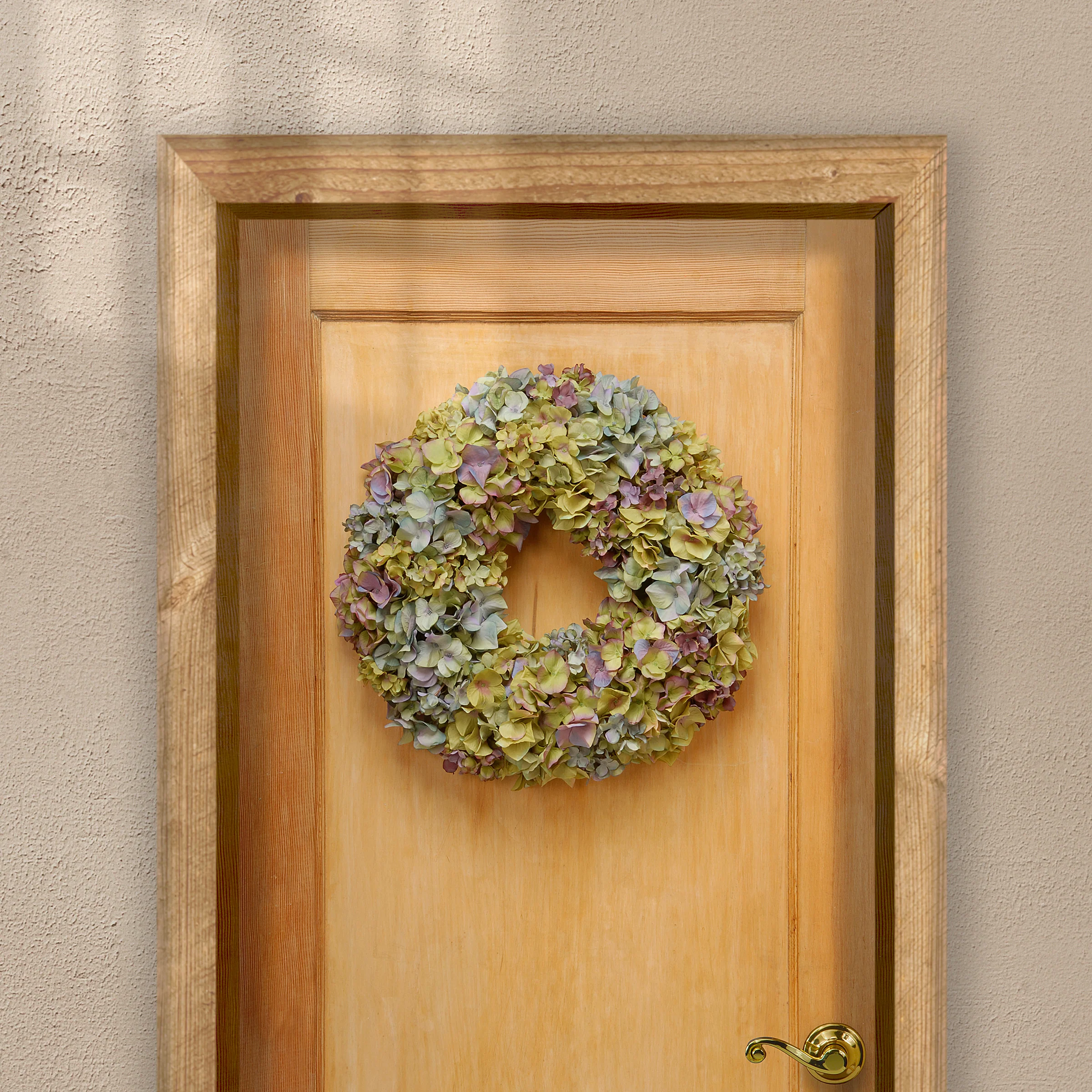 19 in. Spring Wreath with Mixed, Colorful Hydrangea Blooms - Image 2