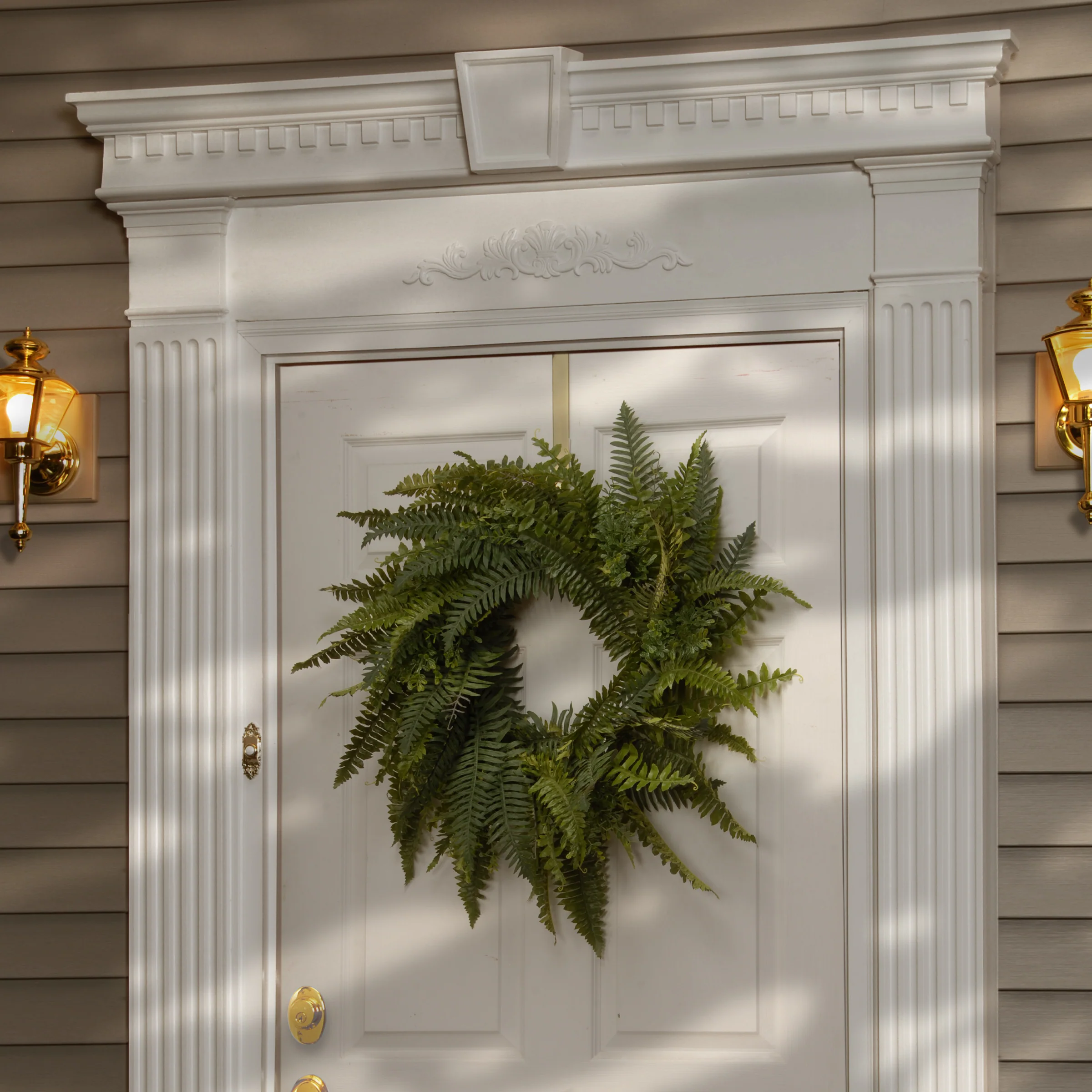 36 in. Spring Wreath with Fern Leaves and Flowing Green Stems - Image 2