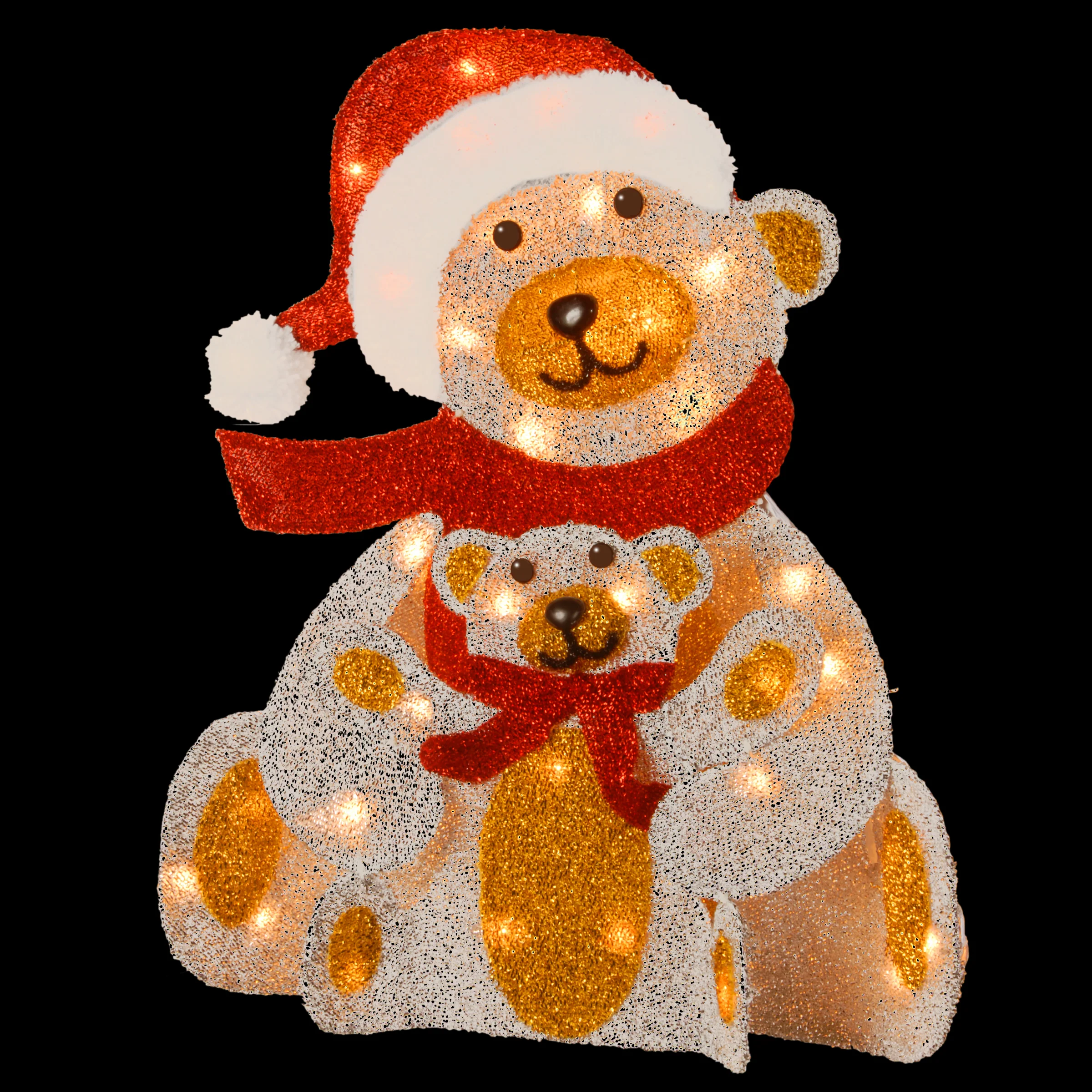 24 in. Sliver Fabric Bear with Lights - Image 3