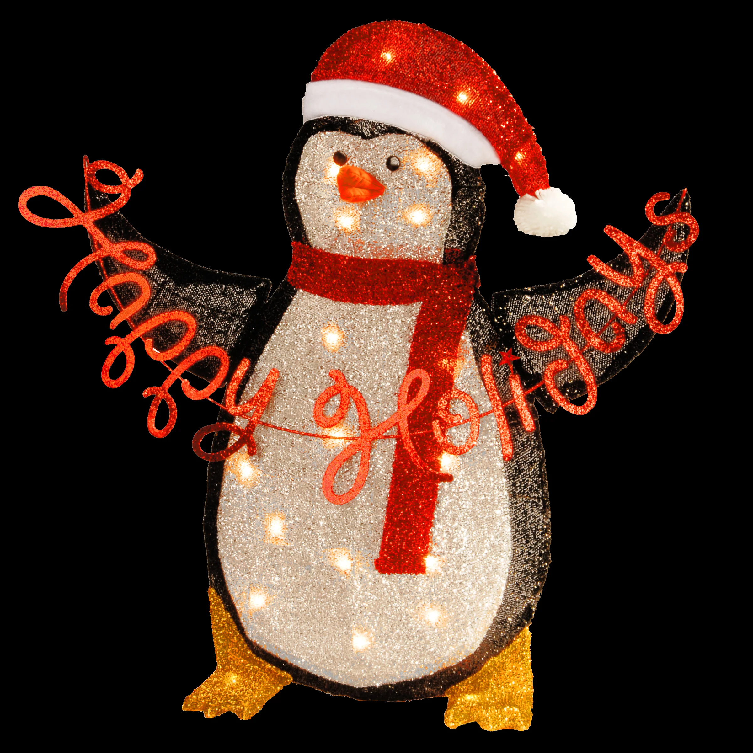29 in. Silver Tinsel 2D Penguin Holding Sign - Image 3
