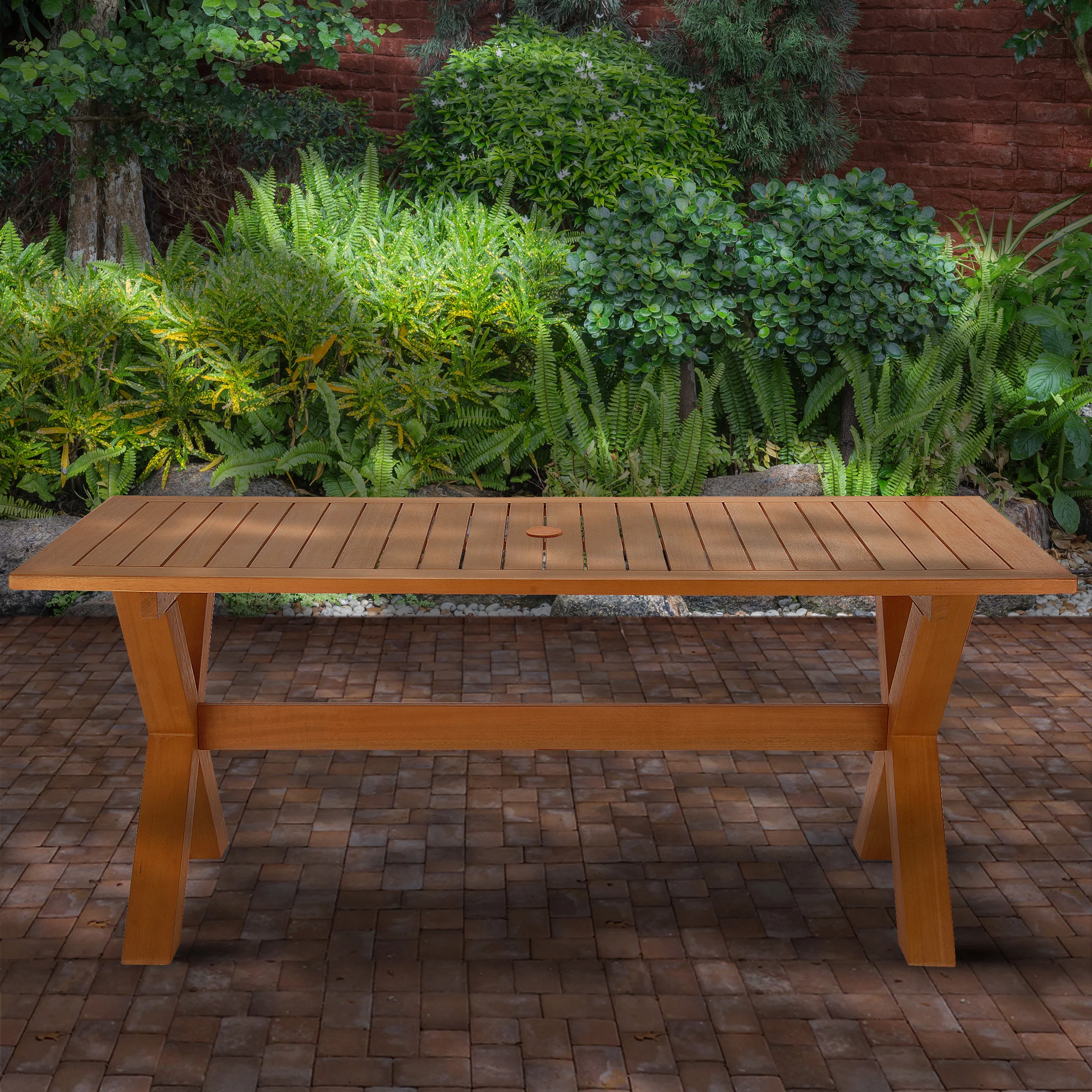 72x38x29 in. Eucalyptus Grandis Wood Farm House Style Table, Natural Color - Image 2