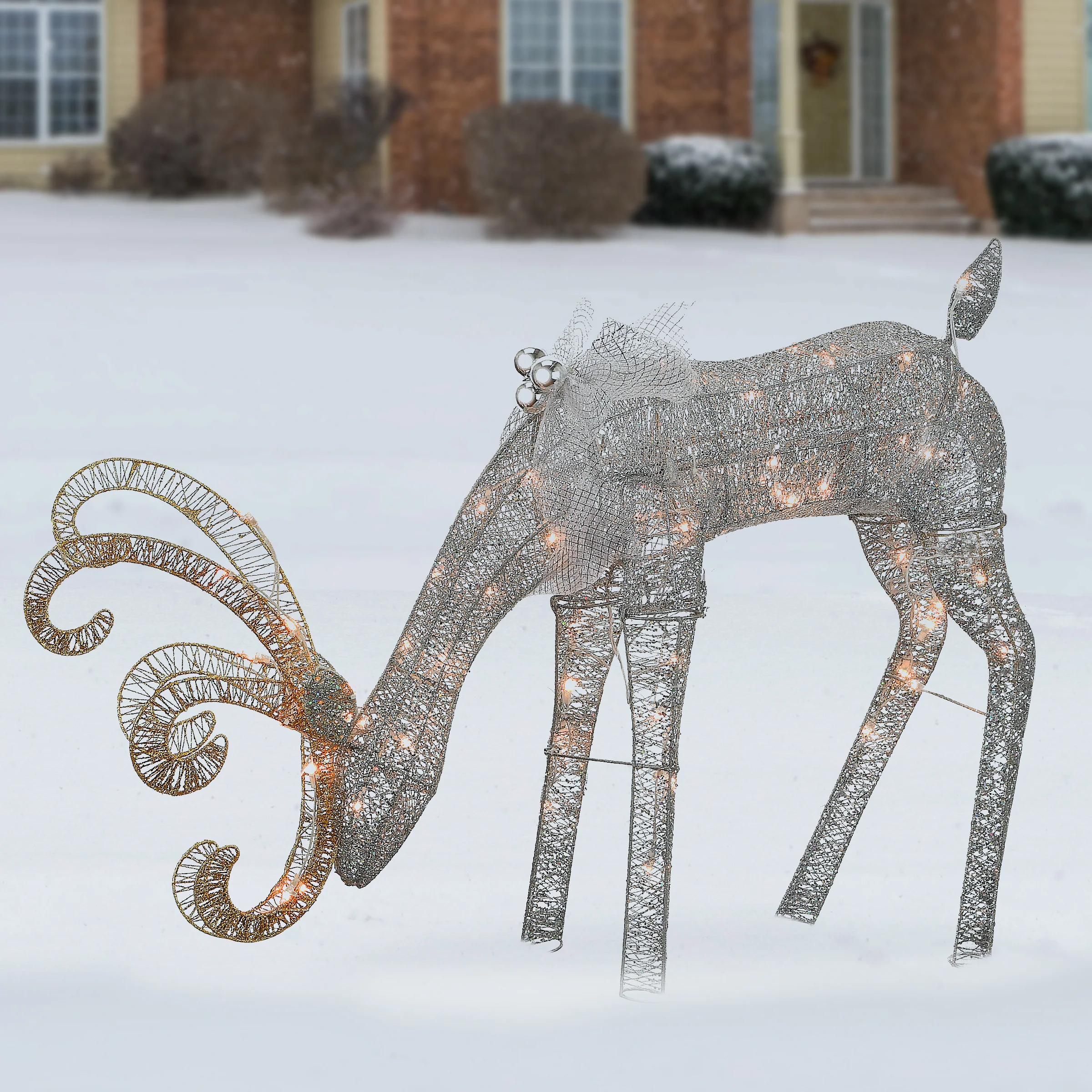 28 in. Reindeer Decoration with LED Lights - Image 2