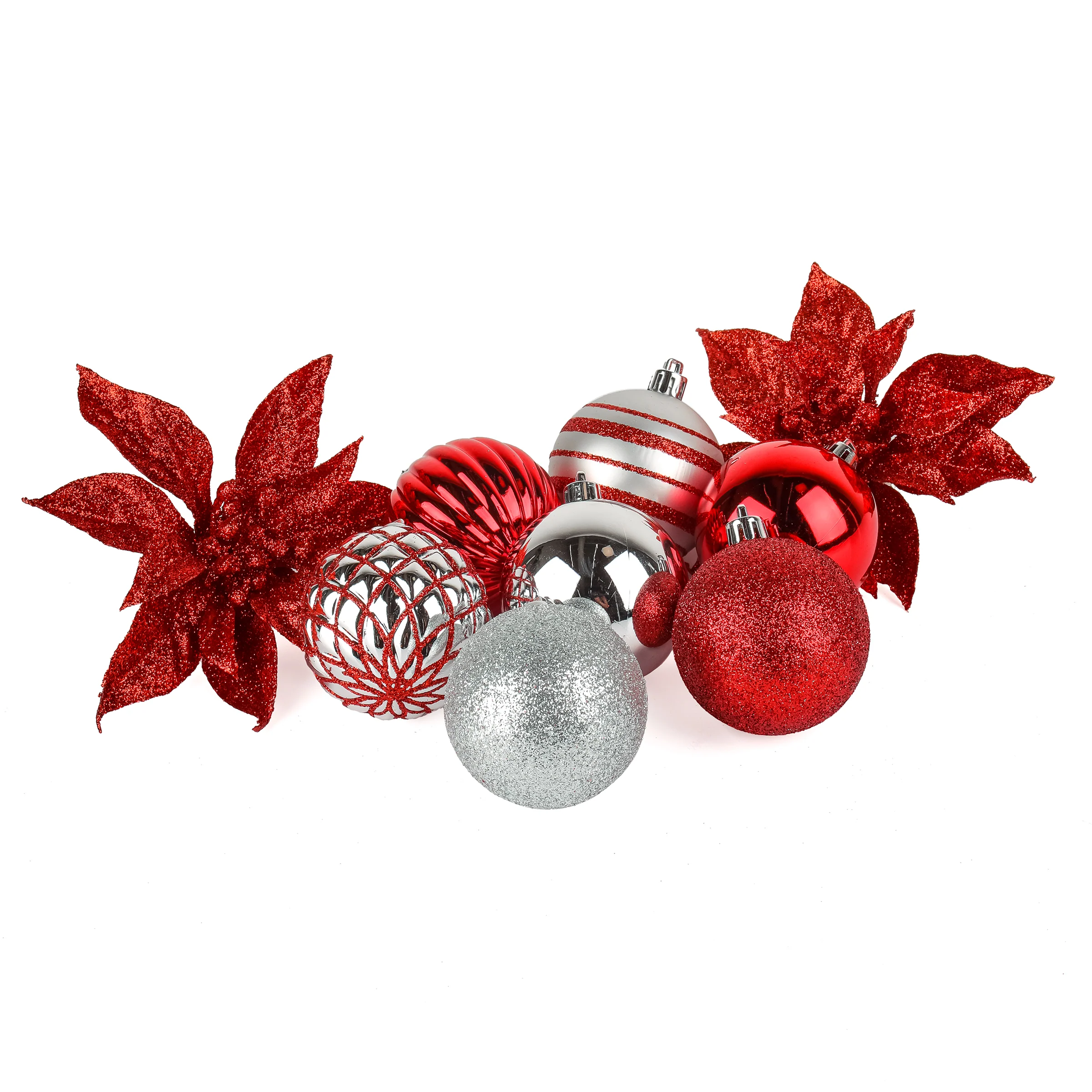 10 in. Red Xmas Ball Set, Shatterproof - Image 3