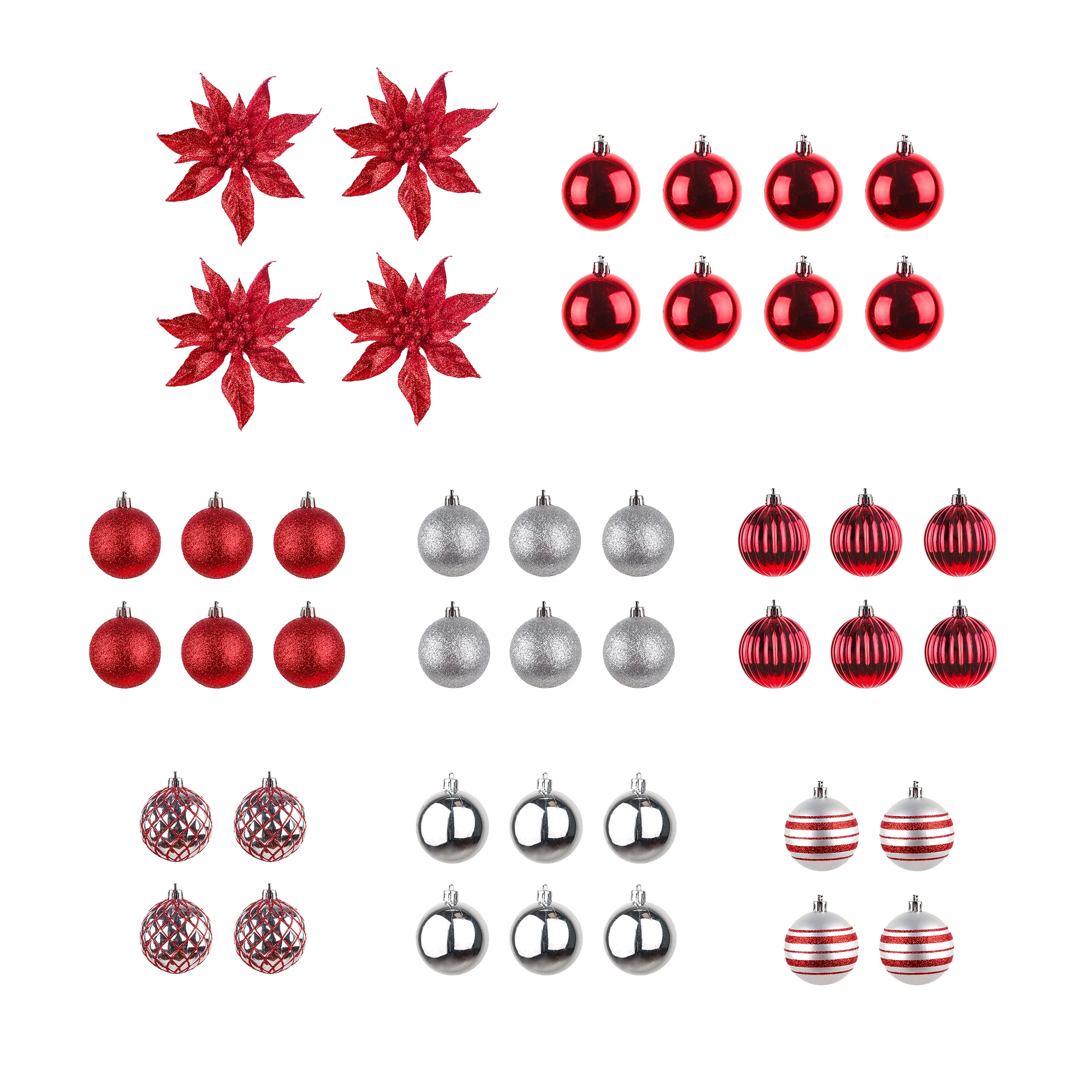 10 in. Red Xmas Ball Set, Shatterproof - Image 4