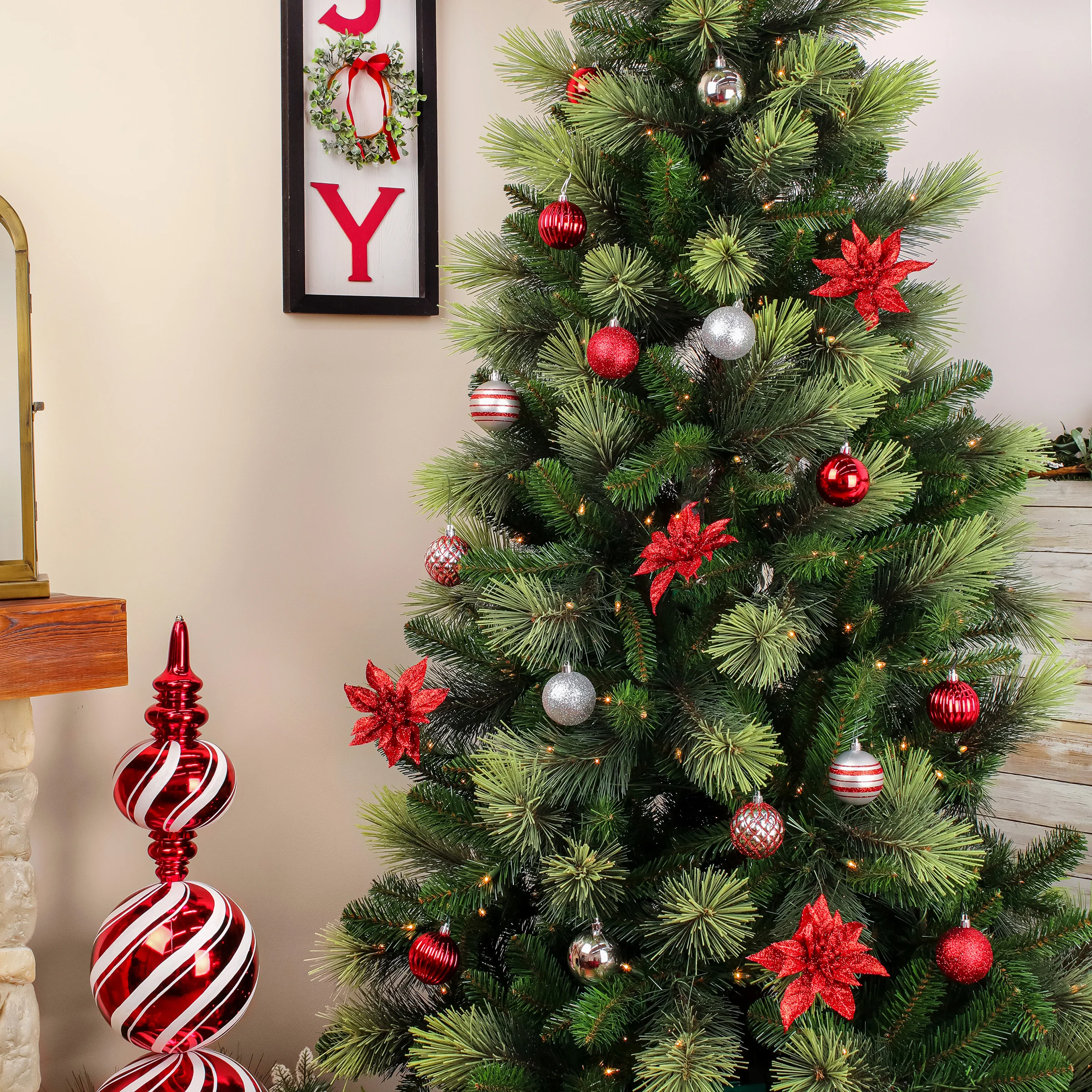 10 in. Red Xmas Ball Set, Shatterproof - Image 5