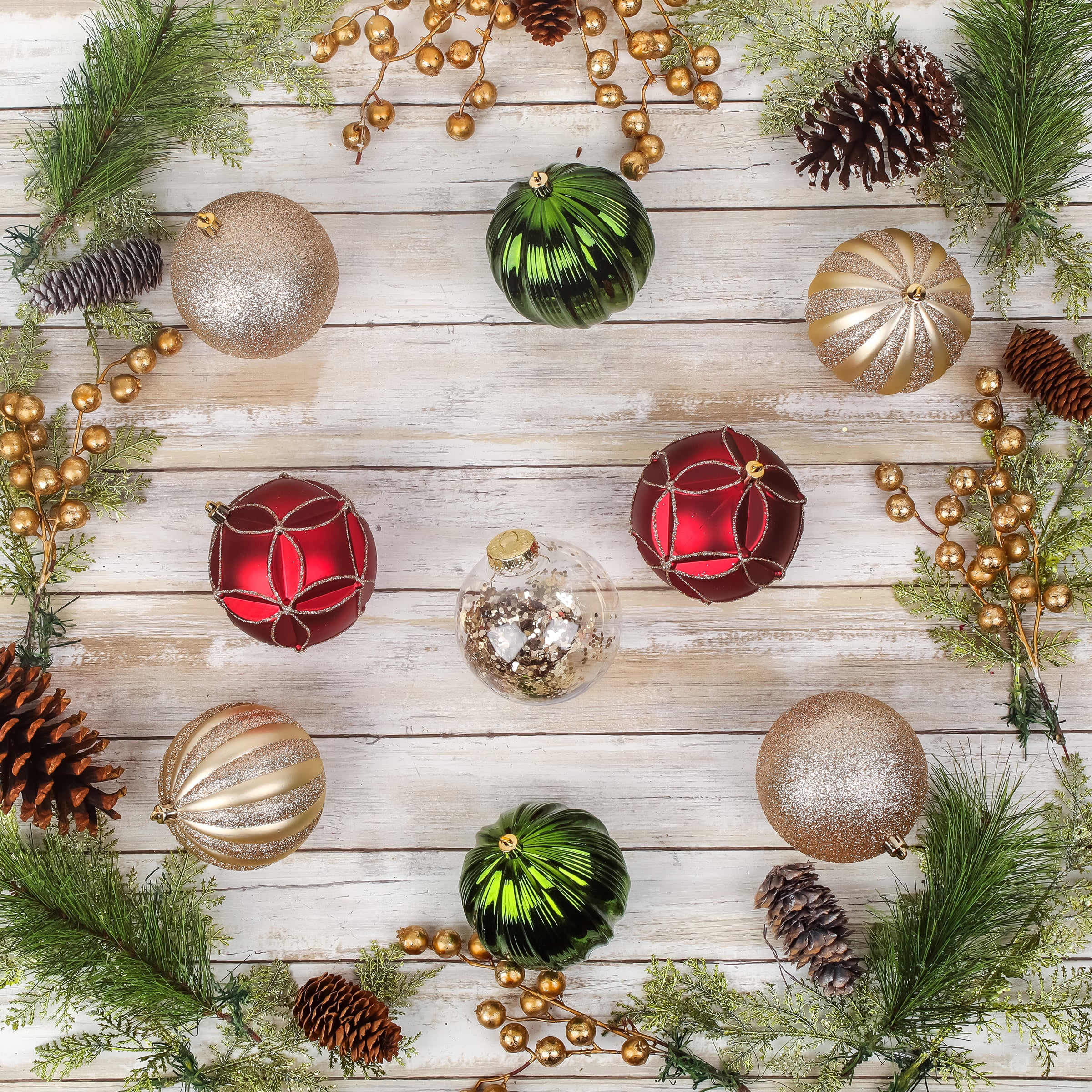 13 in. Gold Xmas Ball Decor Set - Image 2