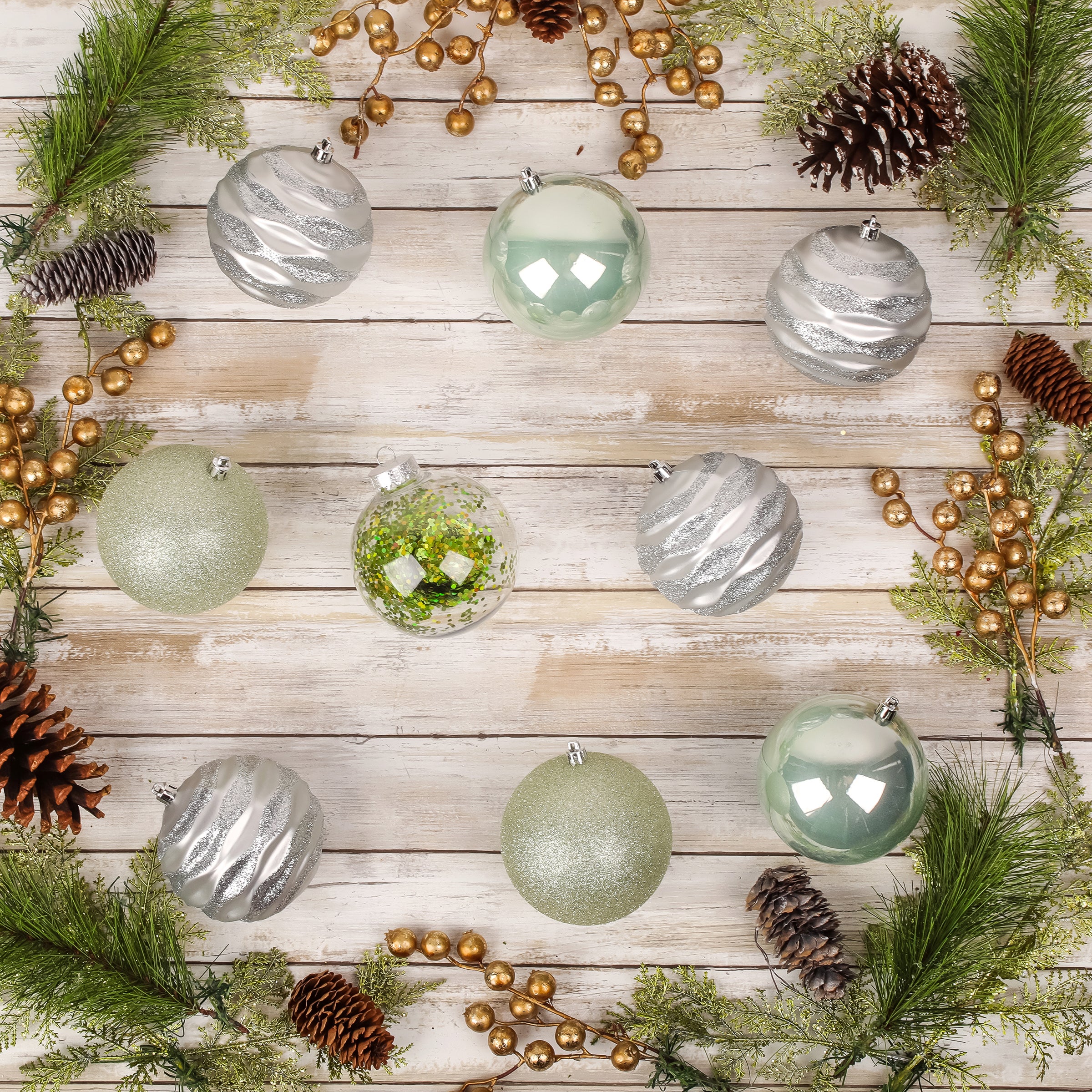 13 in. Mint Xmas Ball Decor Set - Image 2