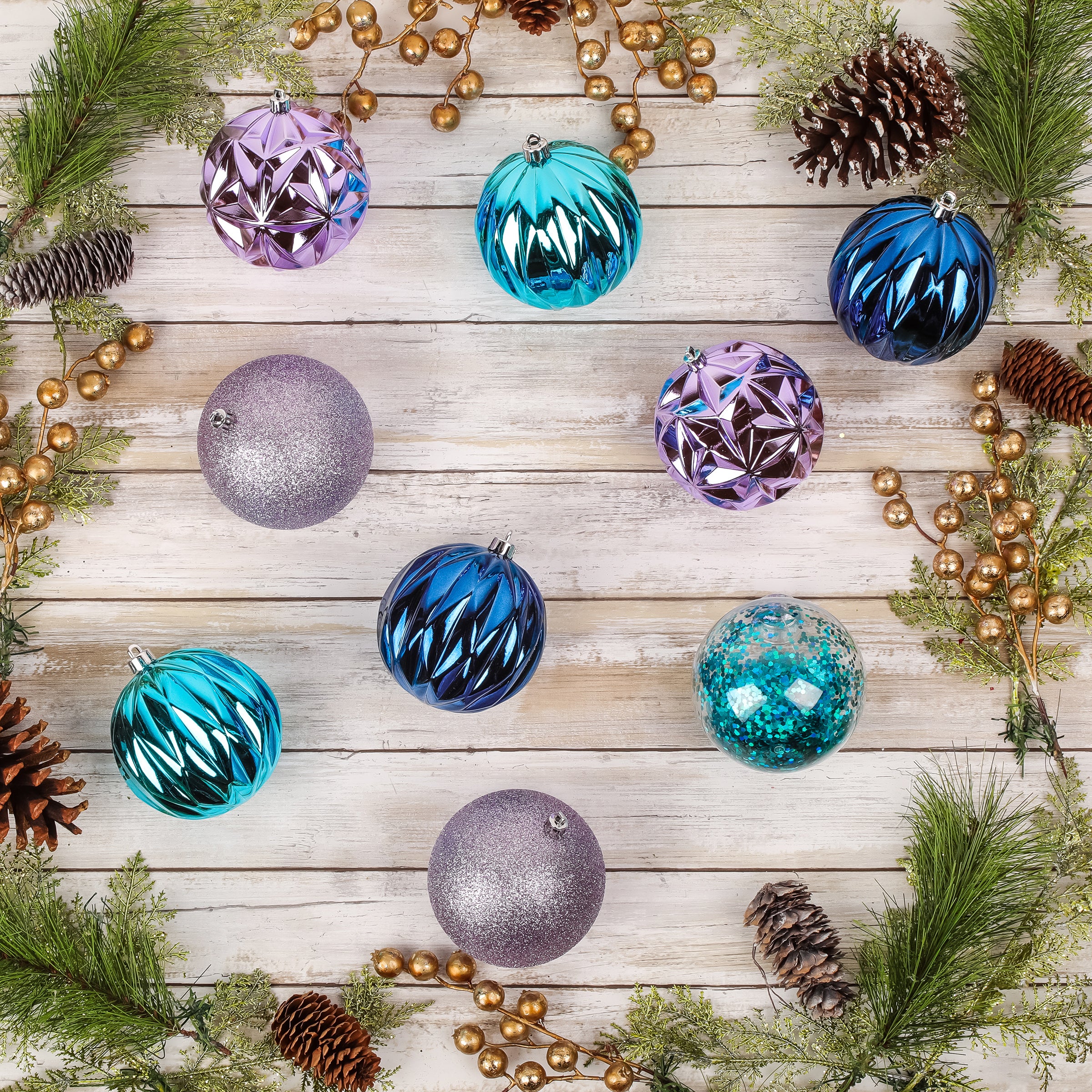 13 in. Purple Xmas Ball Decor Set - Image 2