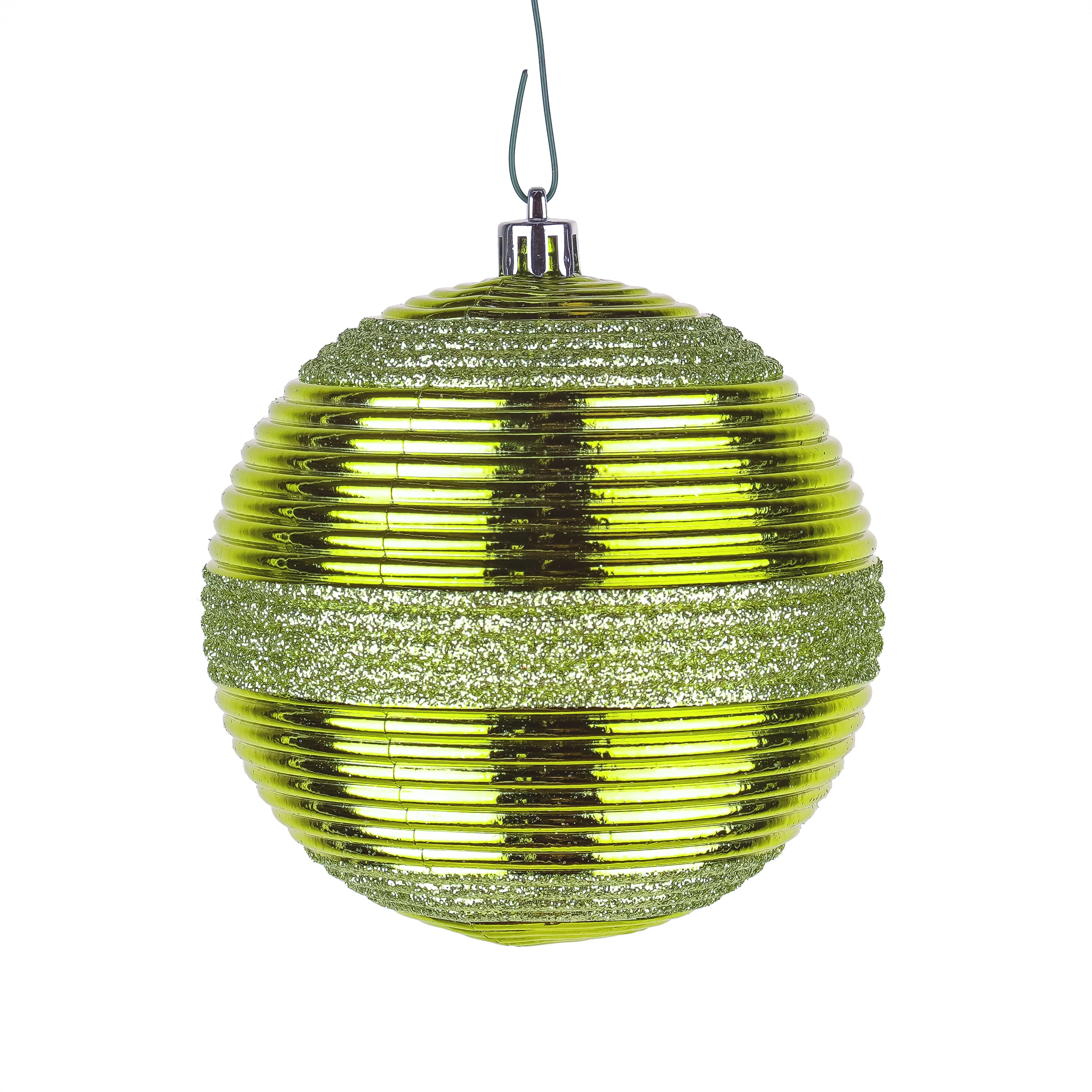 4-Piece Shatterproof Swirling Lime Green Ornaments - Image 3