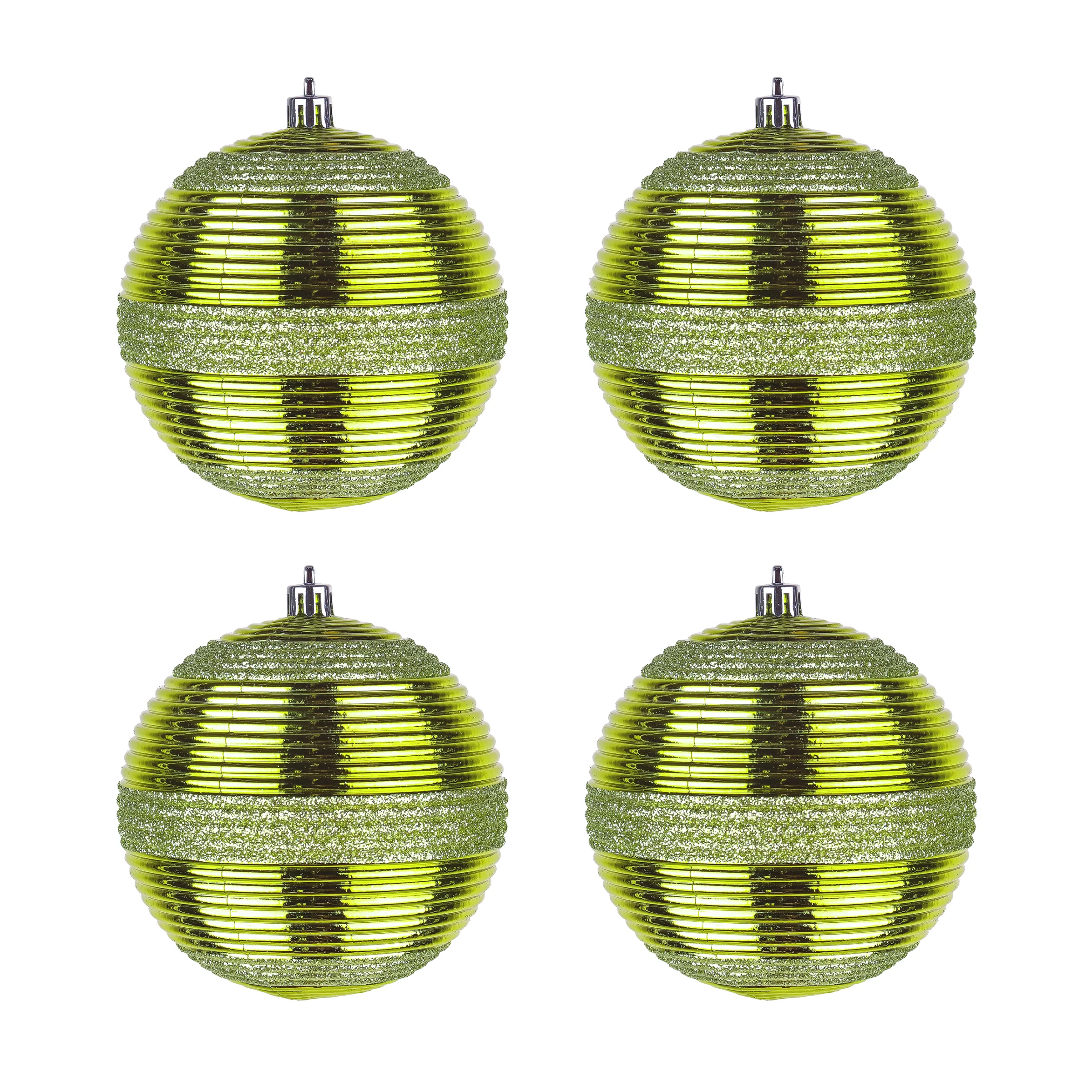4-Piece Shatterproof Swirling Lime Green Ornaments - Image 5