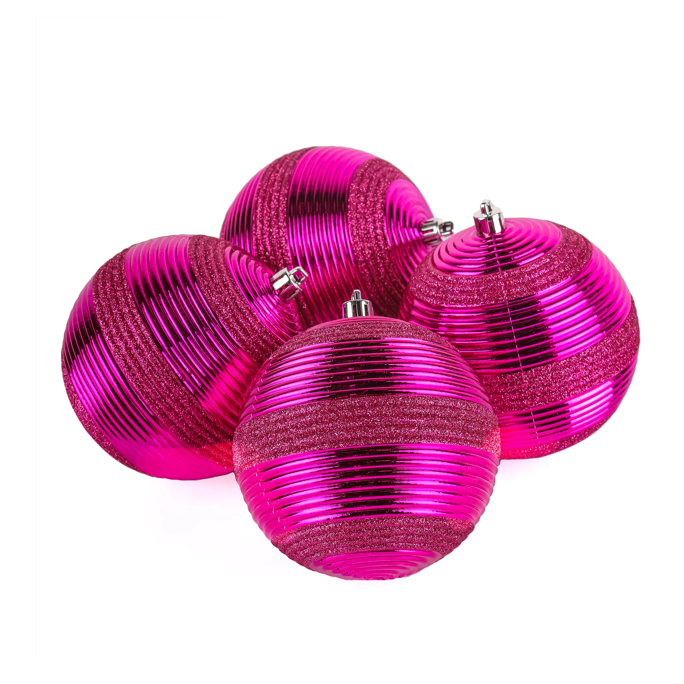 4-Piece Shatterproof Swirling Pink Ornaments - Image 4