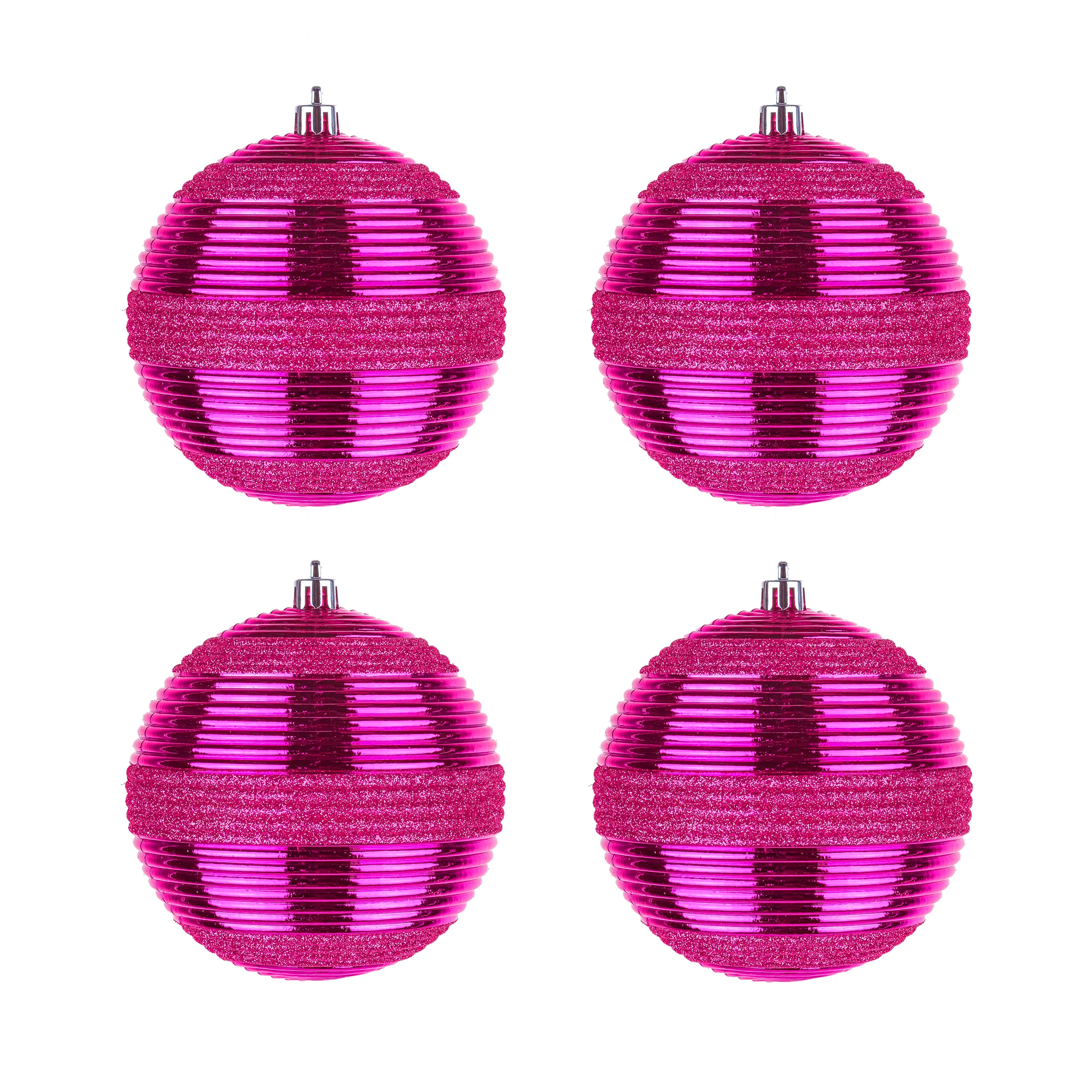 4-Piece Shatterproof Swirling Pink Ornaments - Image 5