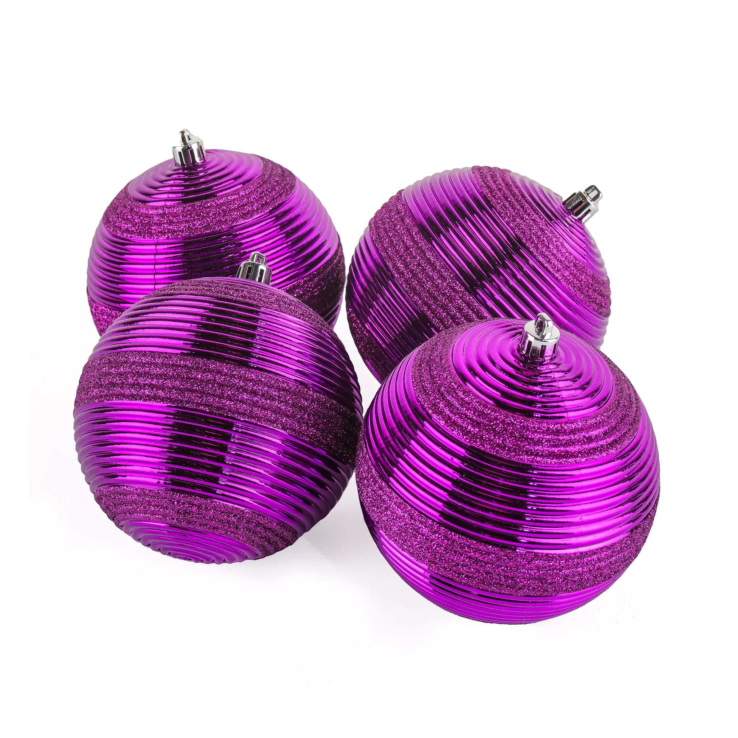 4-Piece Shatterproof Swirling Purple Ornaments - Image 4