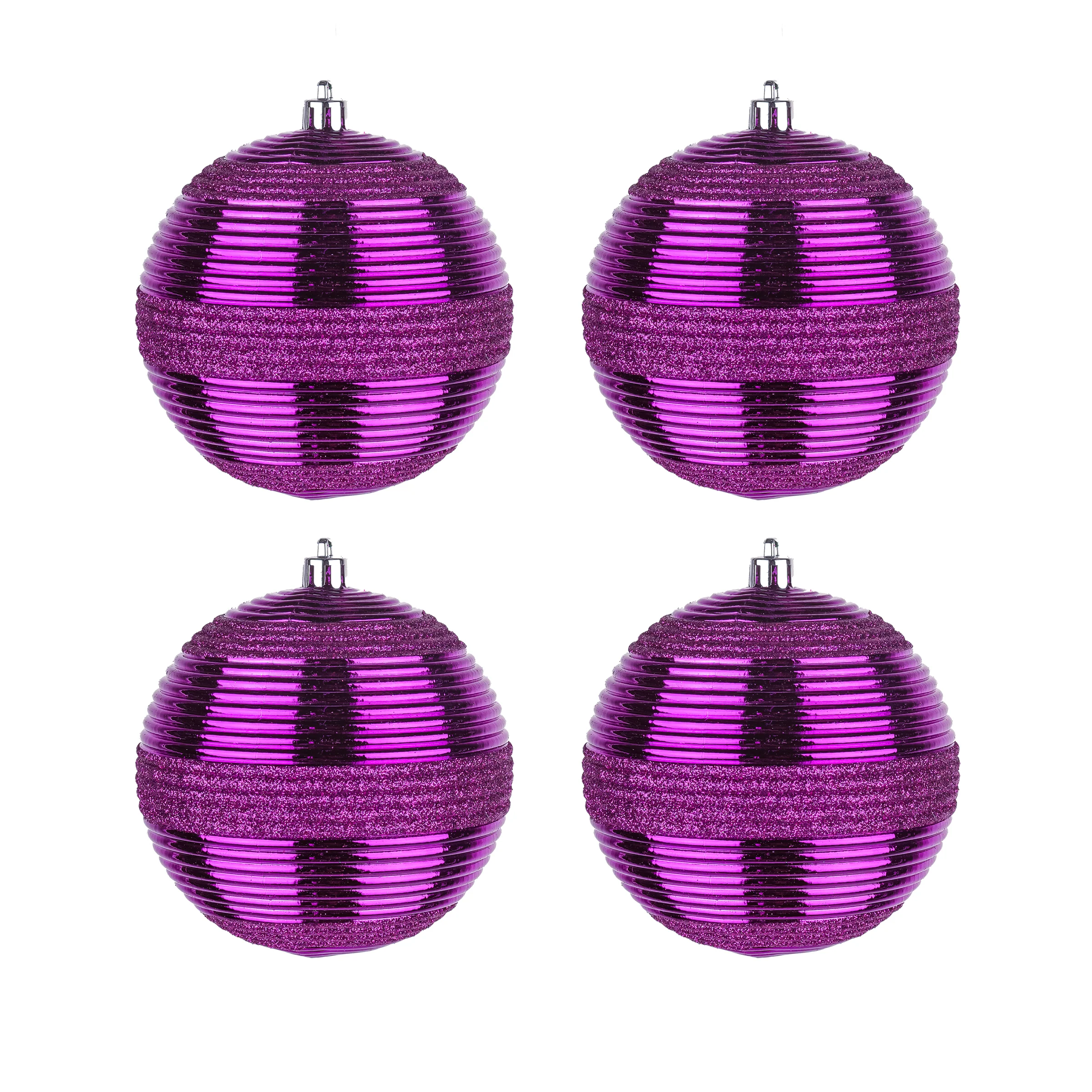 4-Piece Shatterproof Swirling Purple Ornaments - Image 5