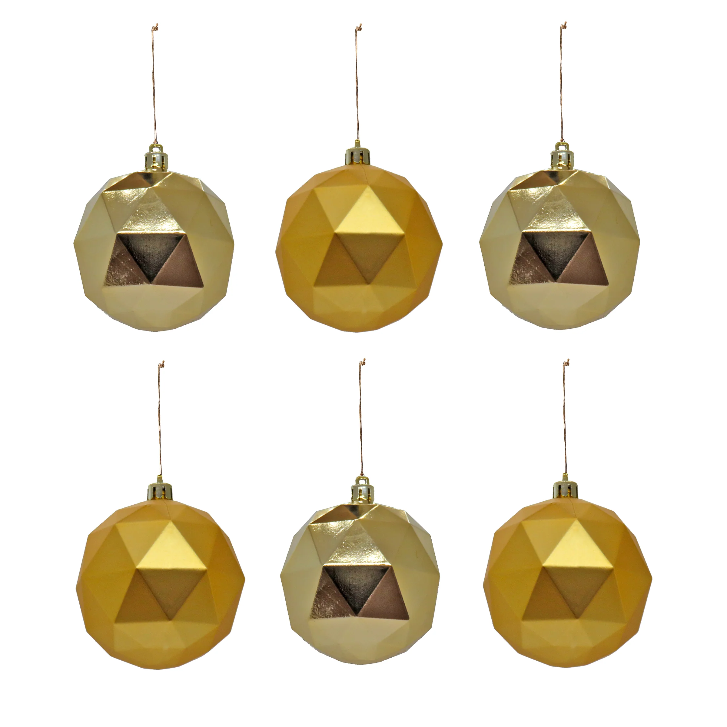 6-Piece Shatterproof Geometric Gold Ornaments - Image 5