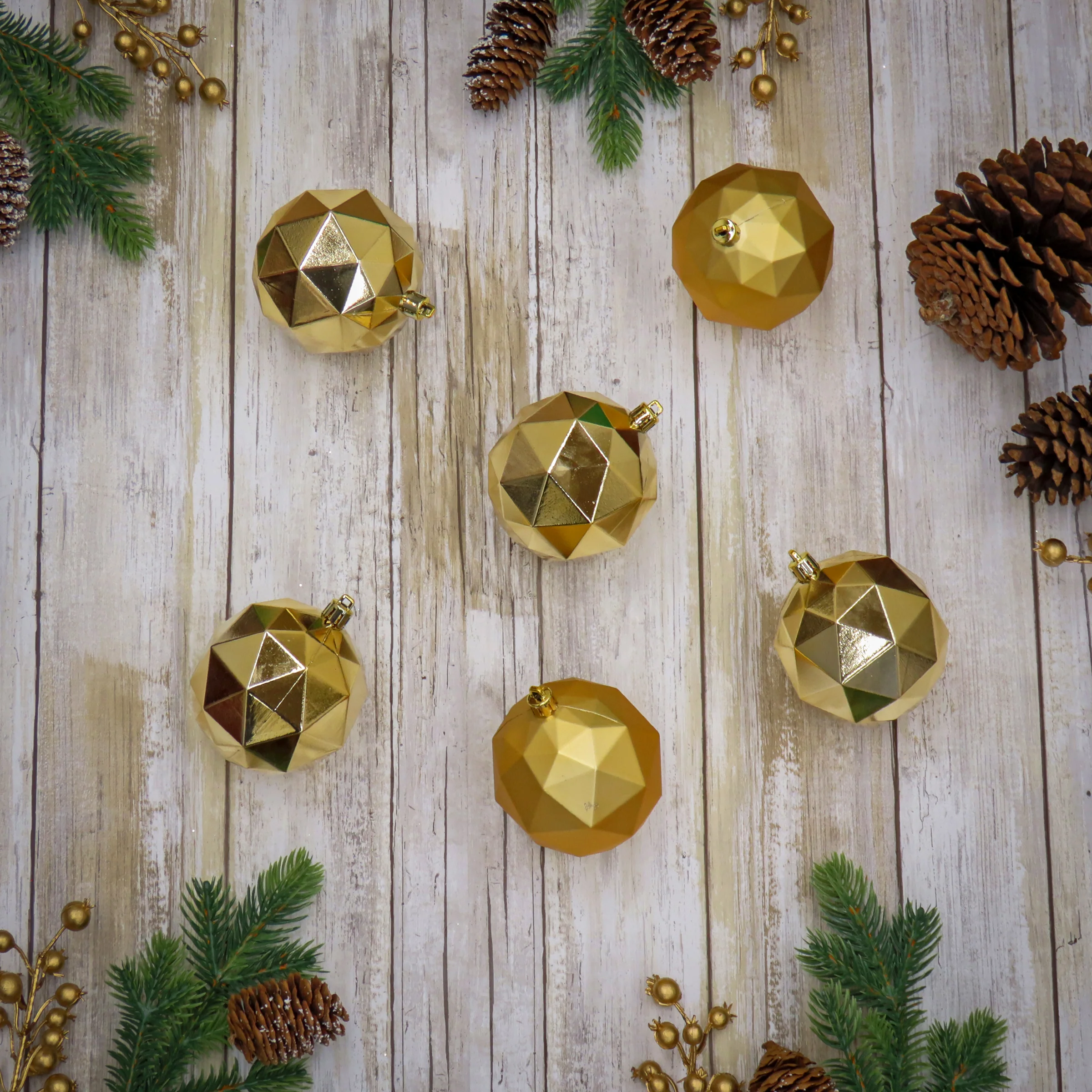 6-Piece Shatterproof Geometric Gold Ornaments - Image 6