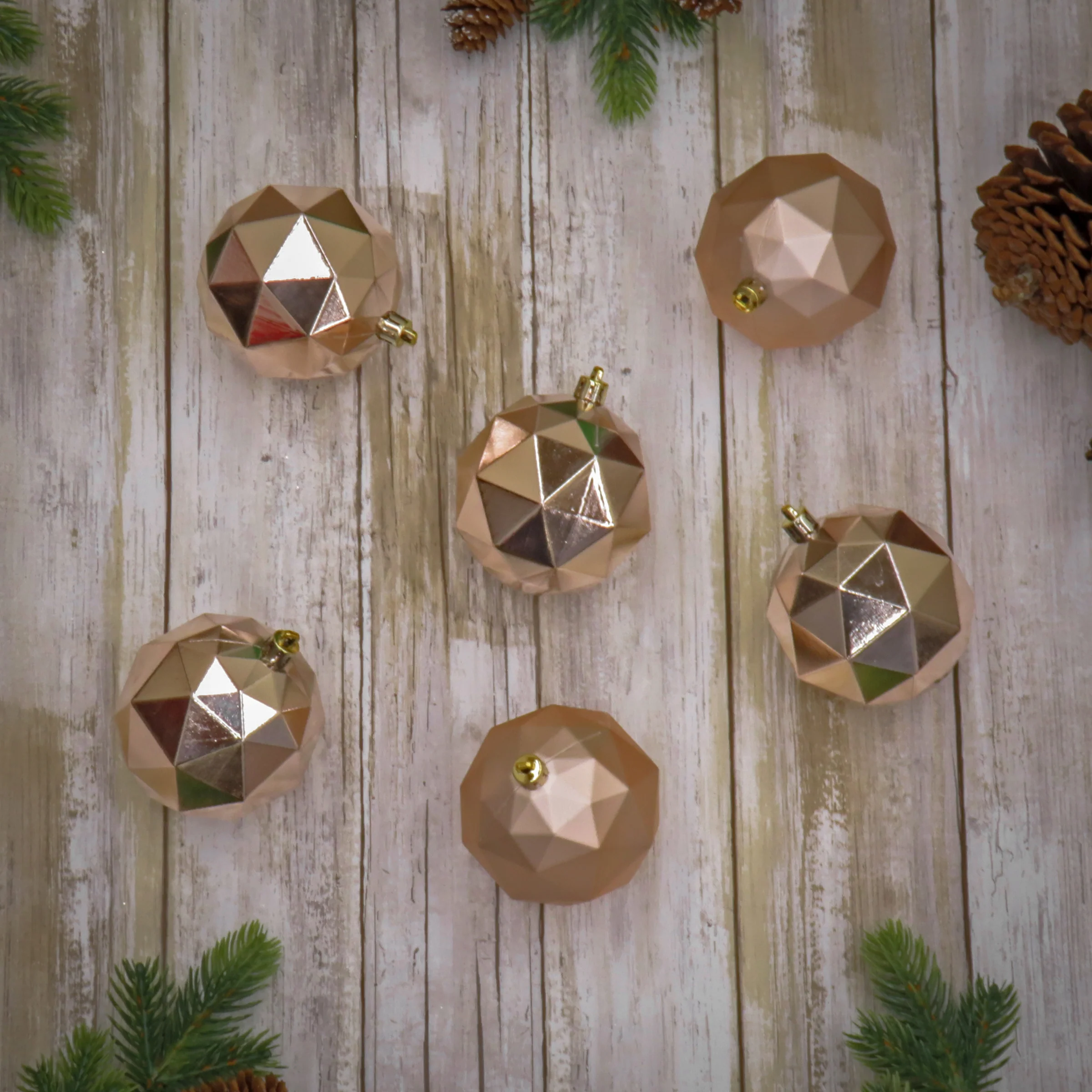 6-Piece Shatterproof Geometric Silver Ornaments - Image 6